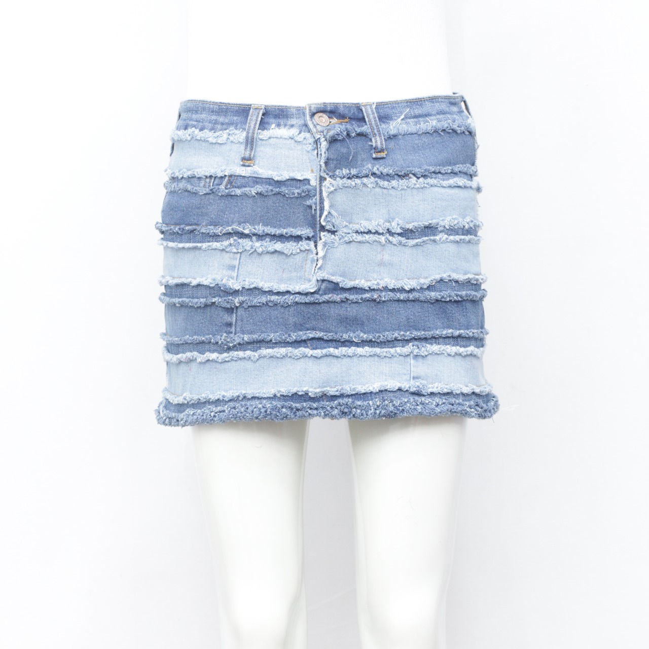 Upcycled Denim Stripped Skirt