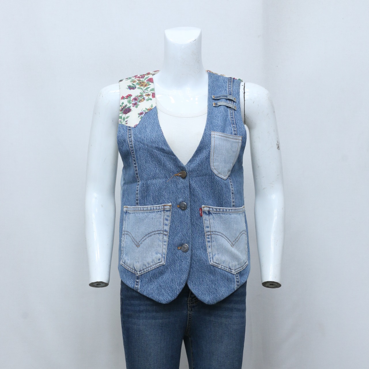 CR-94 Upcycled Levi's Women's V-Neck Denim Vest
