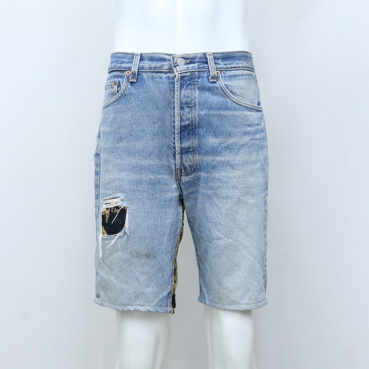 CR-118 Upcycled Tapestry Patch Denim Shorts