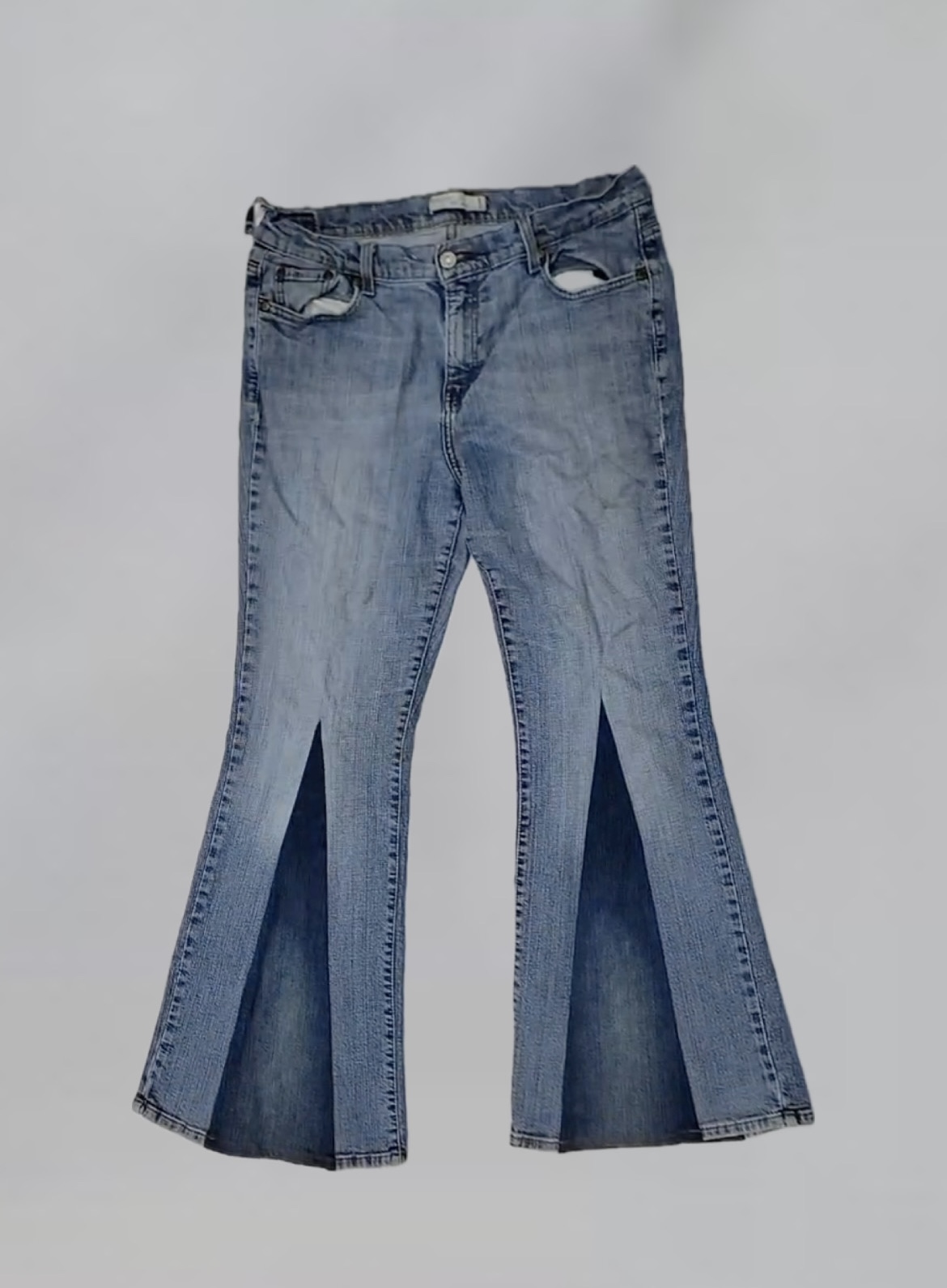 Upcycled Levi's Two Toned Denim Flared Jeans