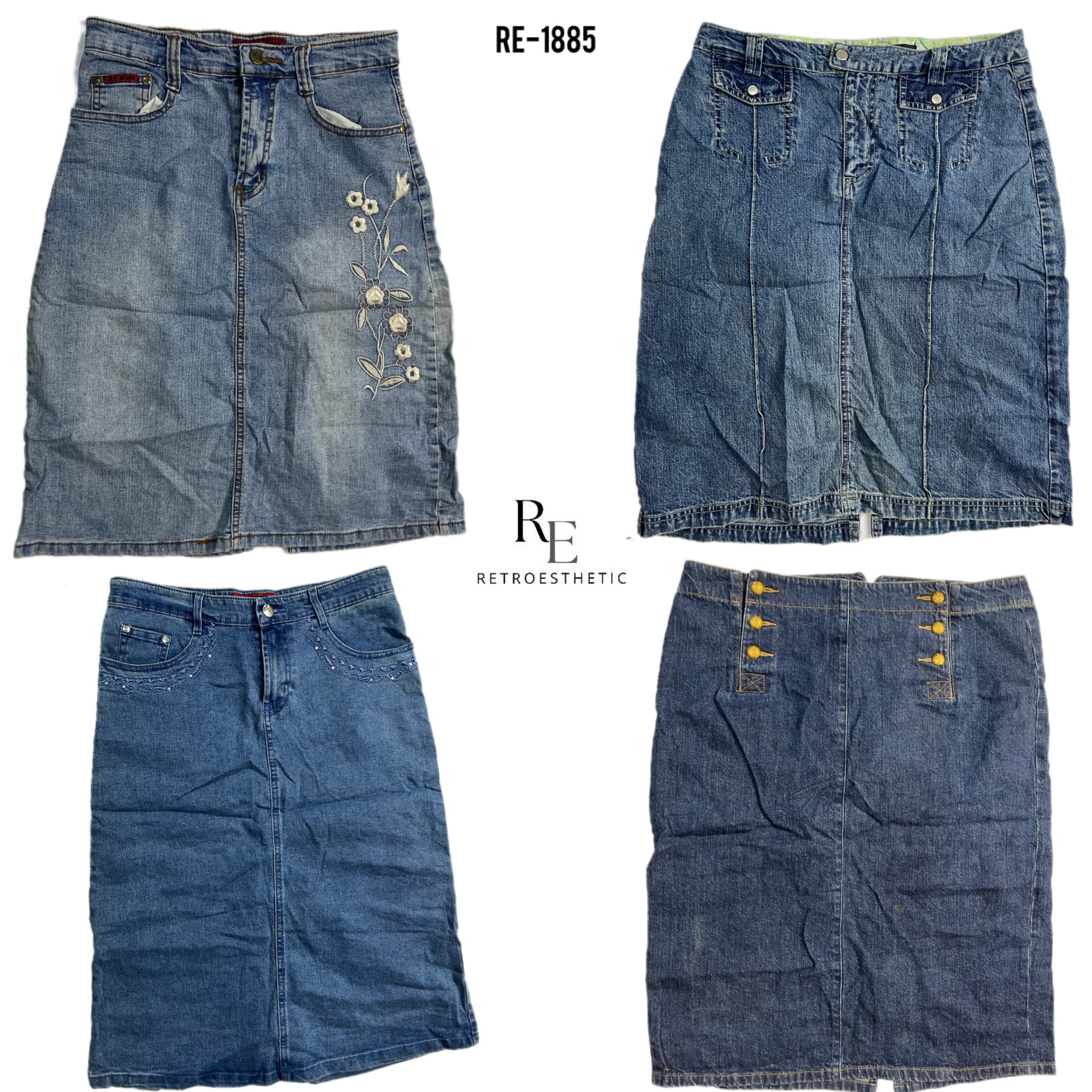 Y2K Britney Era Denim Midi Skirts (RE-1885)