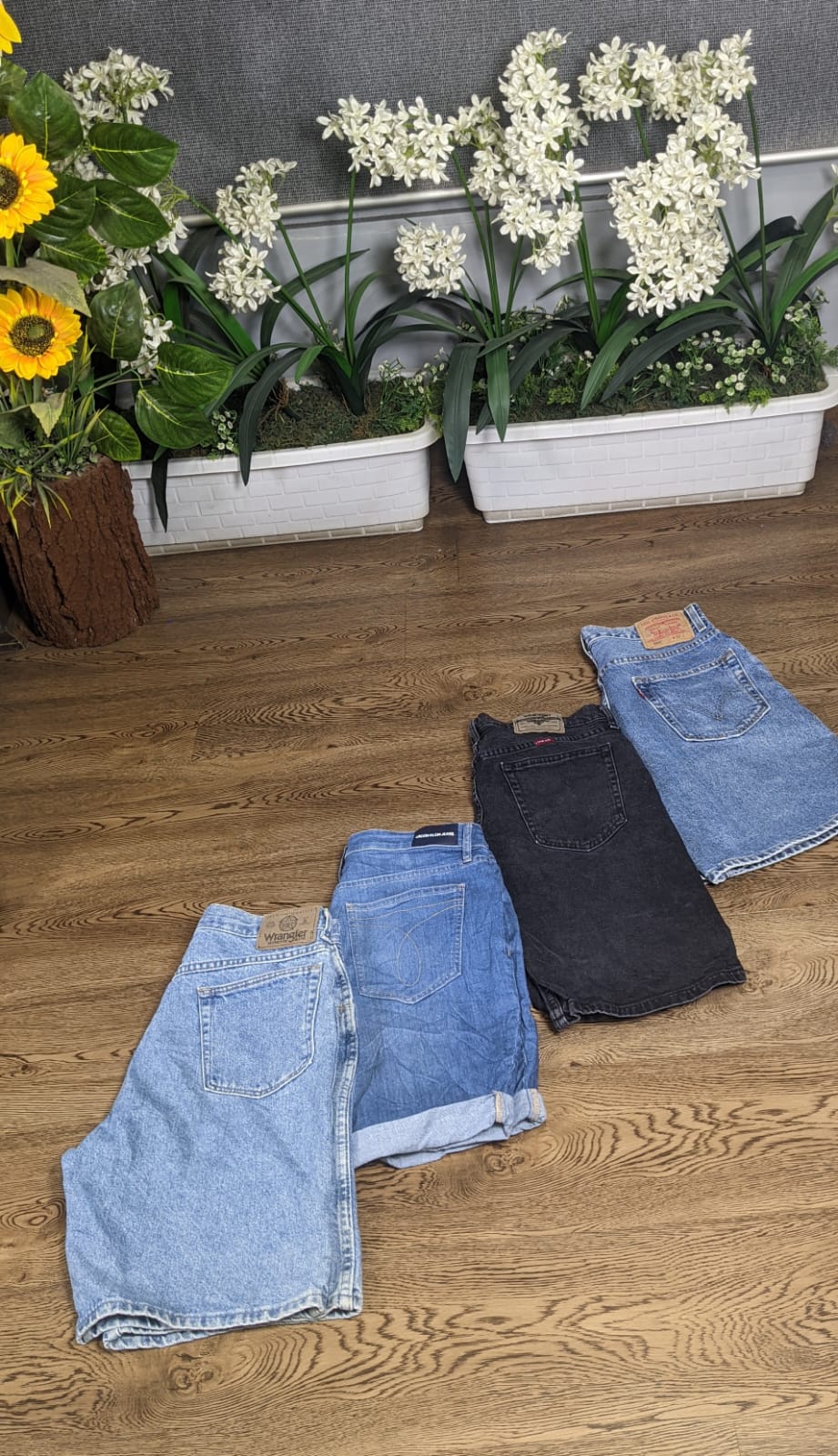 Mix branded denim shorts