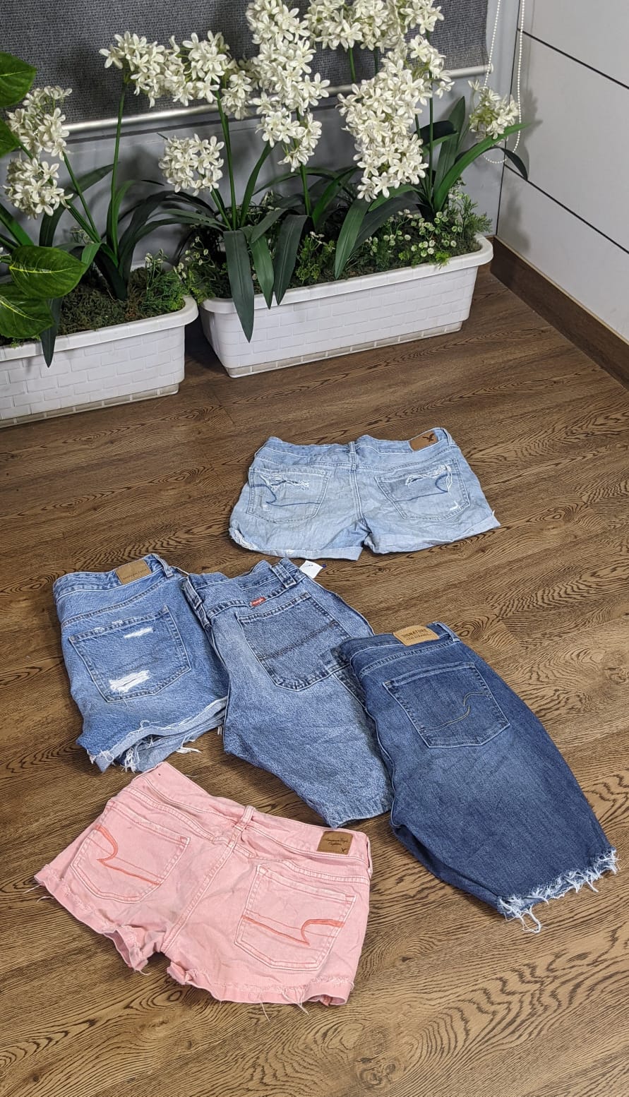 Mix branded denim shorts