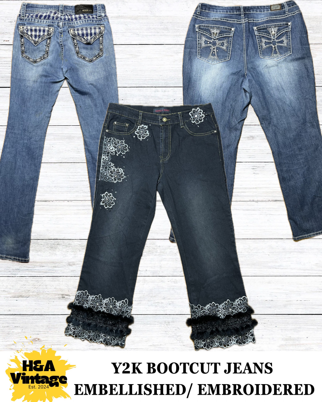 Y2K EMBROIDERED OR EMBELLISHED BOOTCUT J..