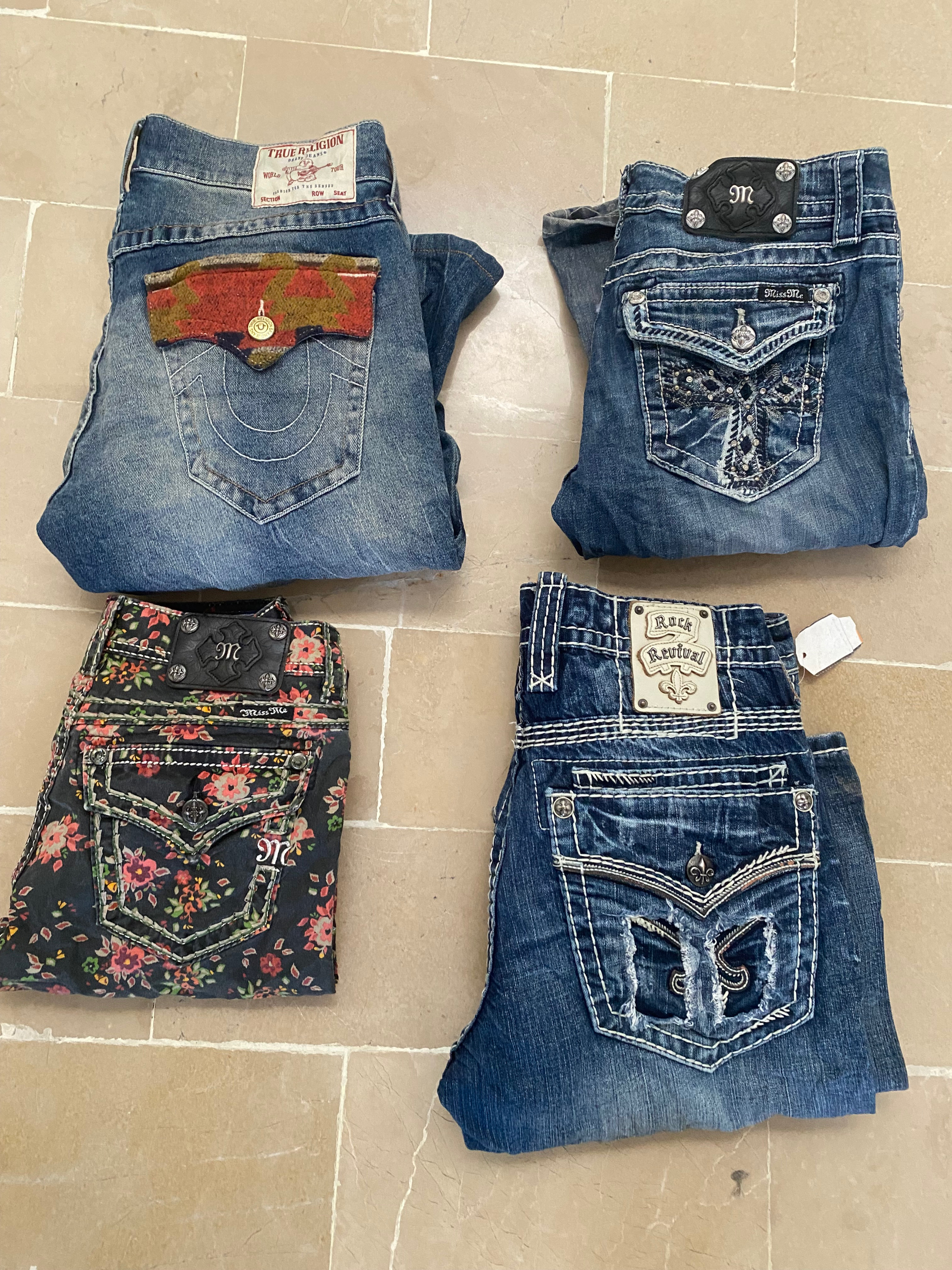 MISS ME, TRUE RELIGION, ROCK REVIVAL JEANS