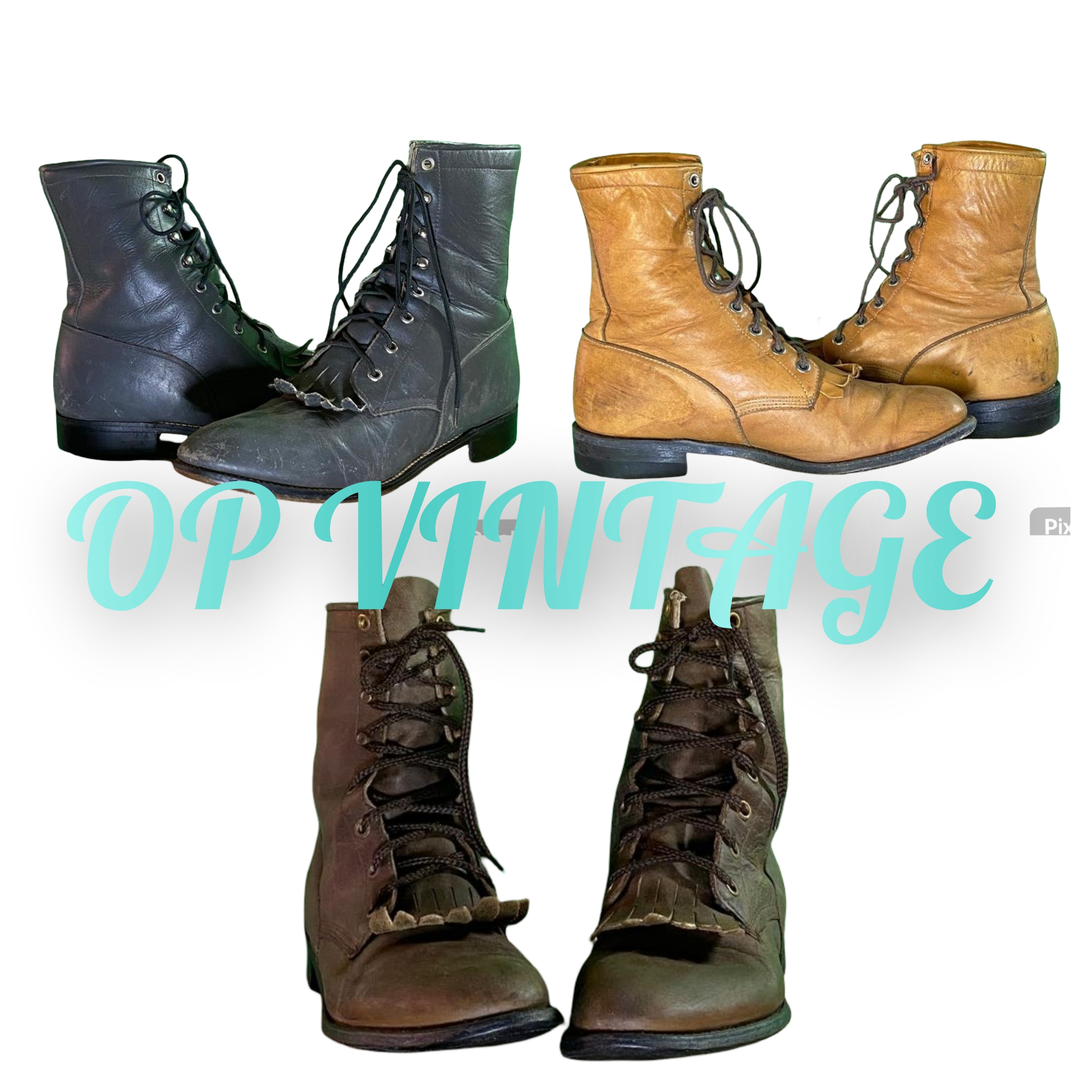 Op vintage 0068 Branded Harness Lace up Boots