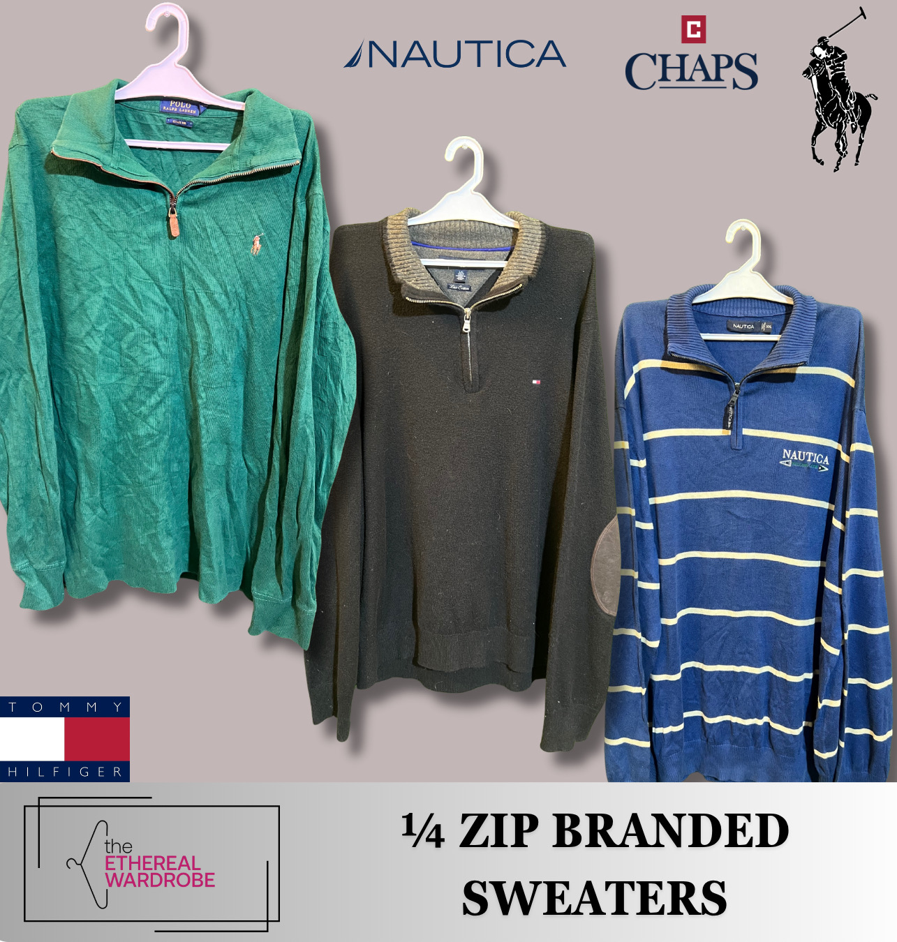 Branded 1/4 Zip Sweaters including Ralph Lauren, T..