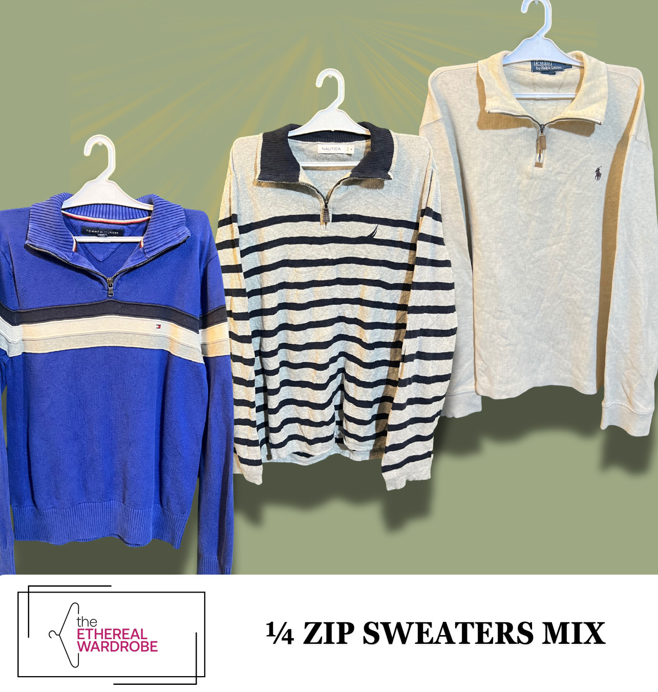 Branded 1/4 Zip sweaters including Ralph Lauren, T..
