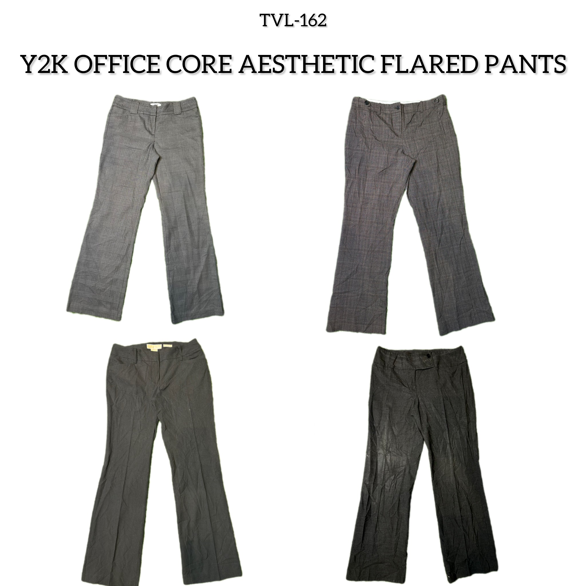 Y2K OFFICE CORE AESTHETIC FLARED PANTS (TVL-162)