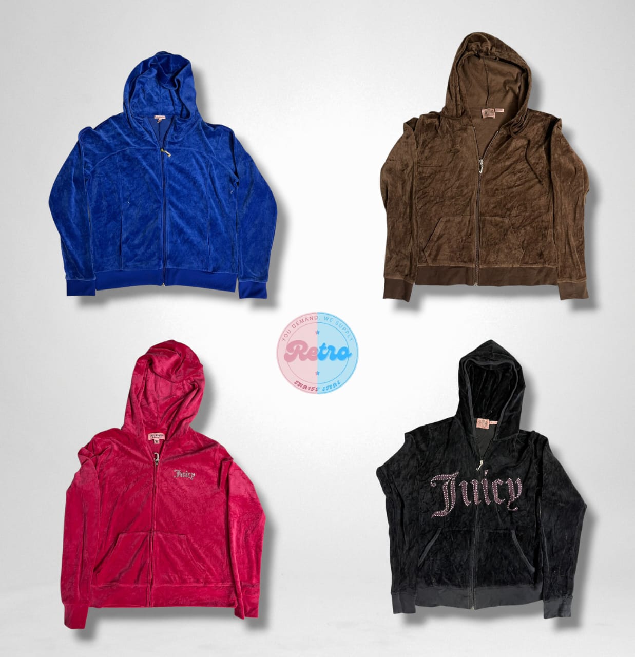 ヴィンテージ Y2K ジューシー・クチュールスタイル ベロア パーカー (E)