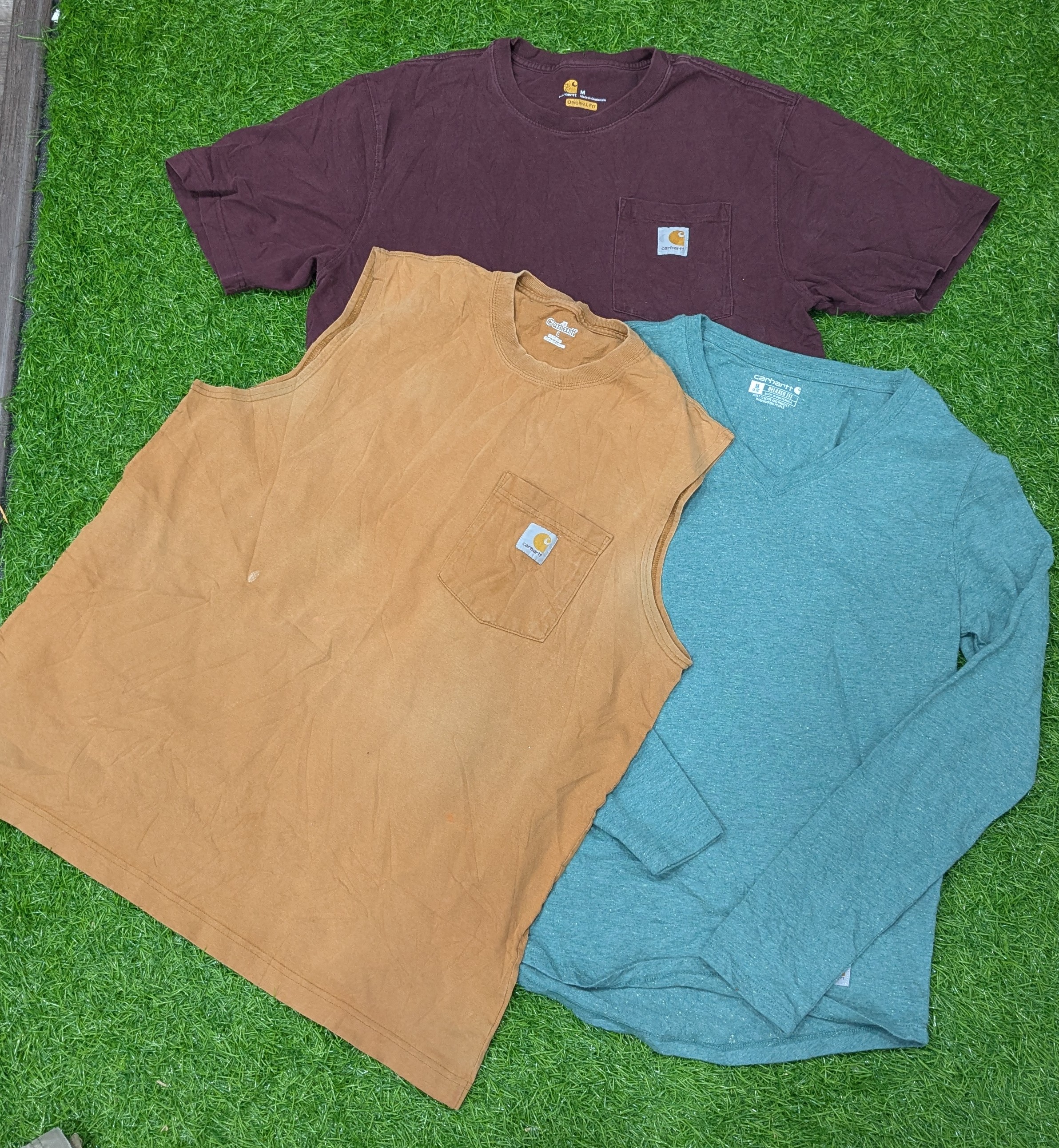 1153 - Carhartt Long & Half Sleeves T-Shirts & Tan..