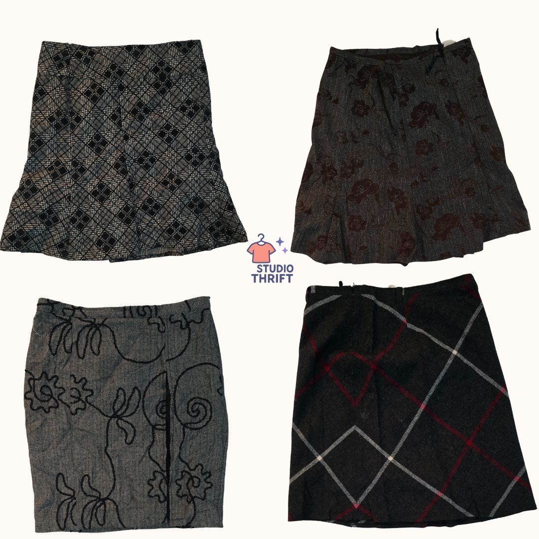 Y2K Grunge Print Skirts | Dark Plaid & Moody Flora..