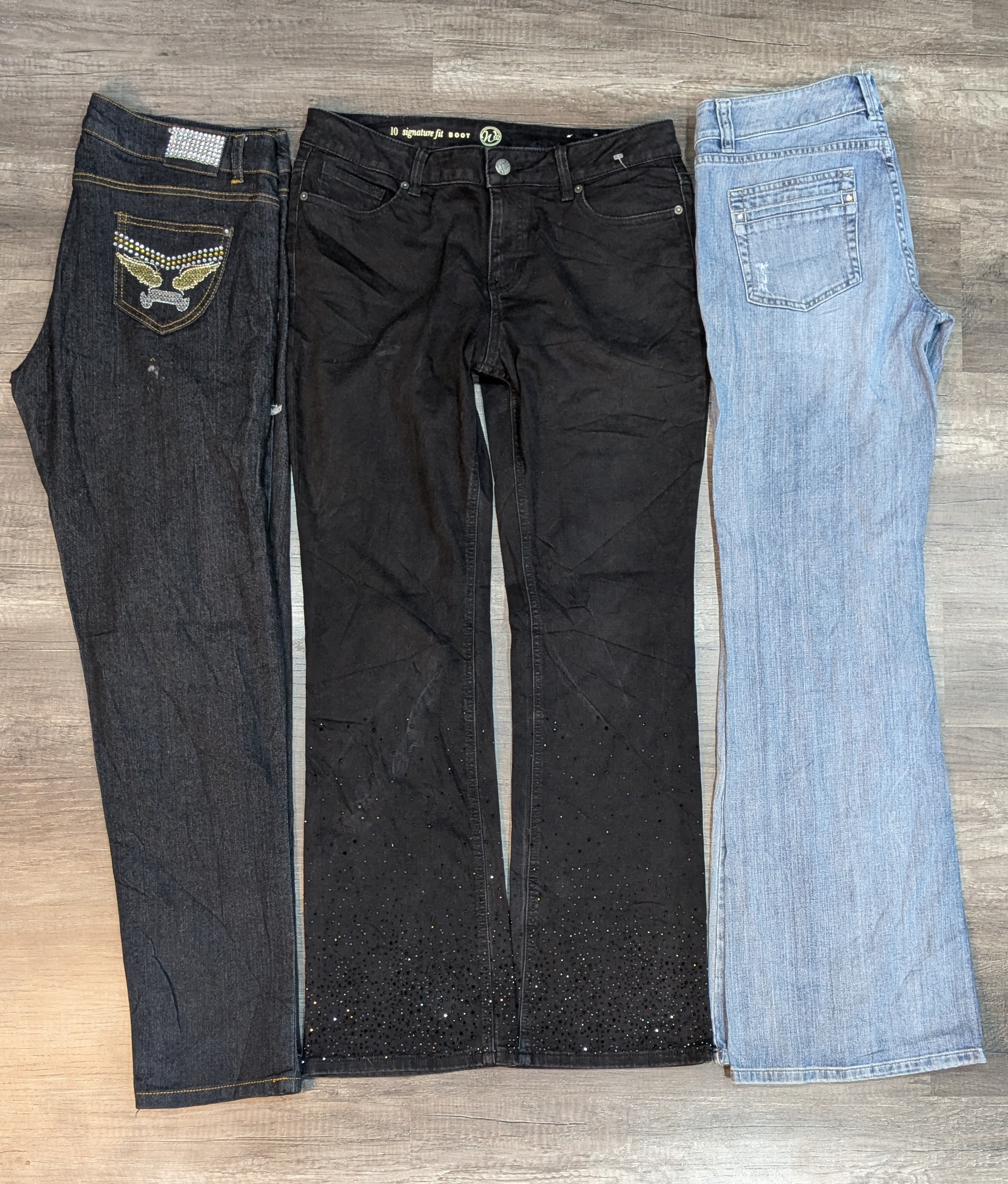 1173 - Y2K Style Embroidery Flare and Straight jea..