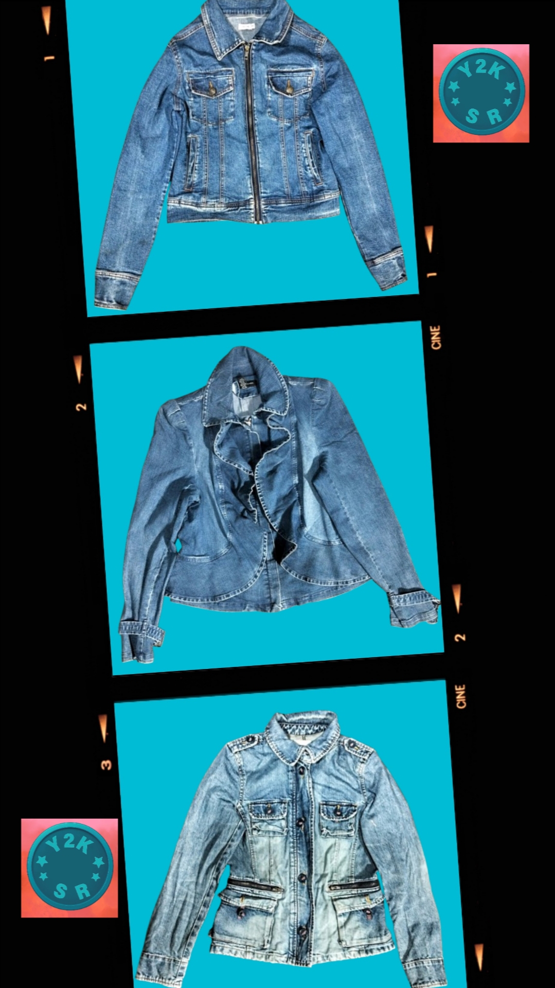 Y2K jeans zipper jacket