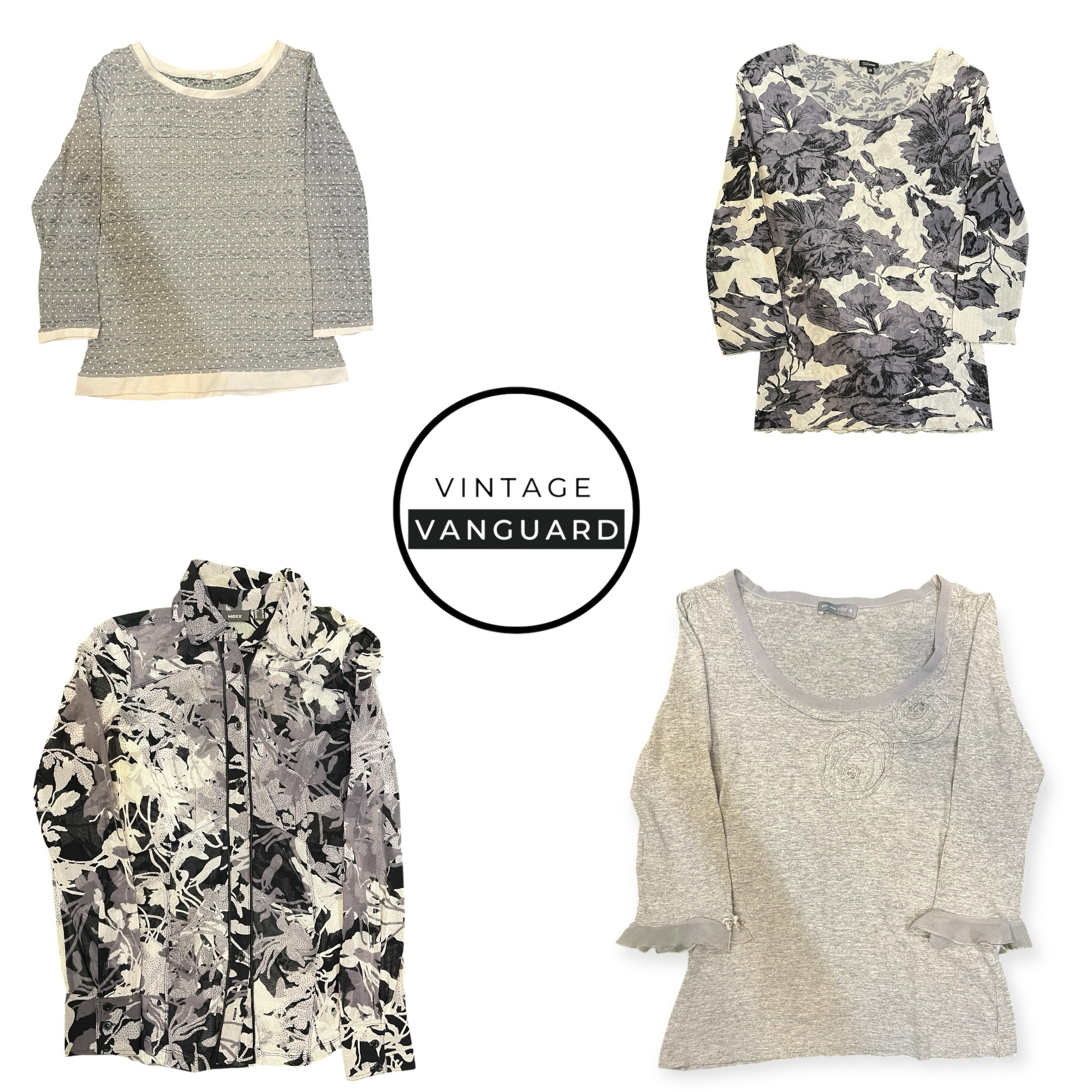 ソフトガール ニュートラル ビンテージ トップス – 長袖バンドル (E)