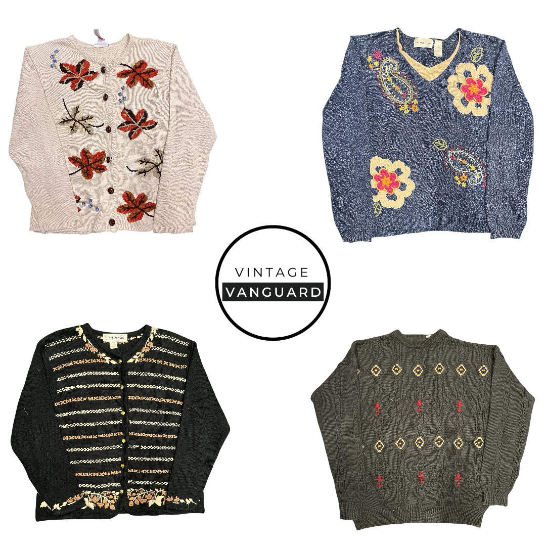 ヴィンテージステートメントニットウェアパックコテージコアウインターニットバンドル(E)