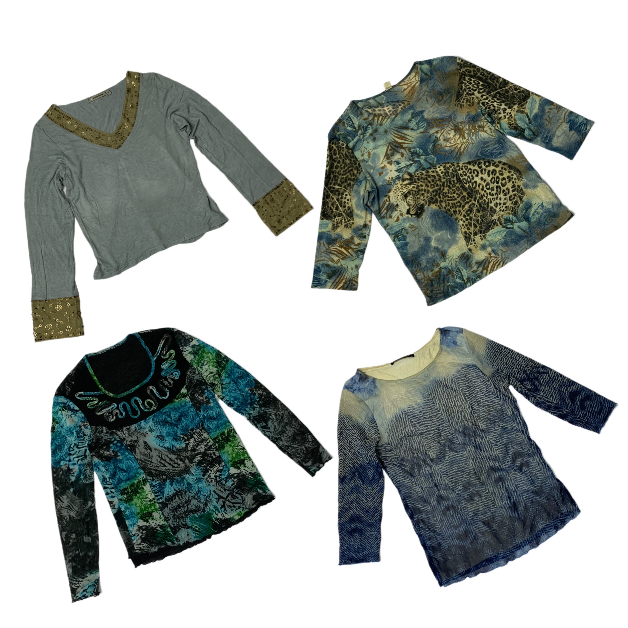 Y2K Oceanic Blue Full Sleeve Tops