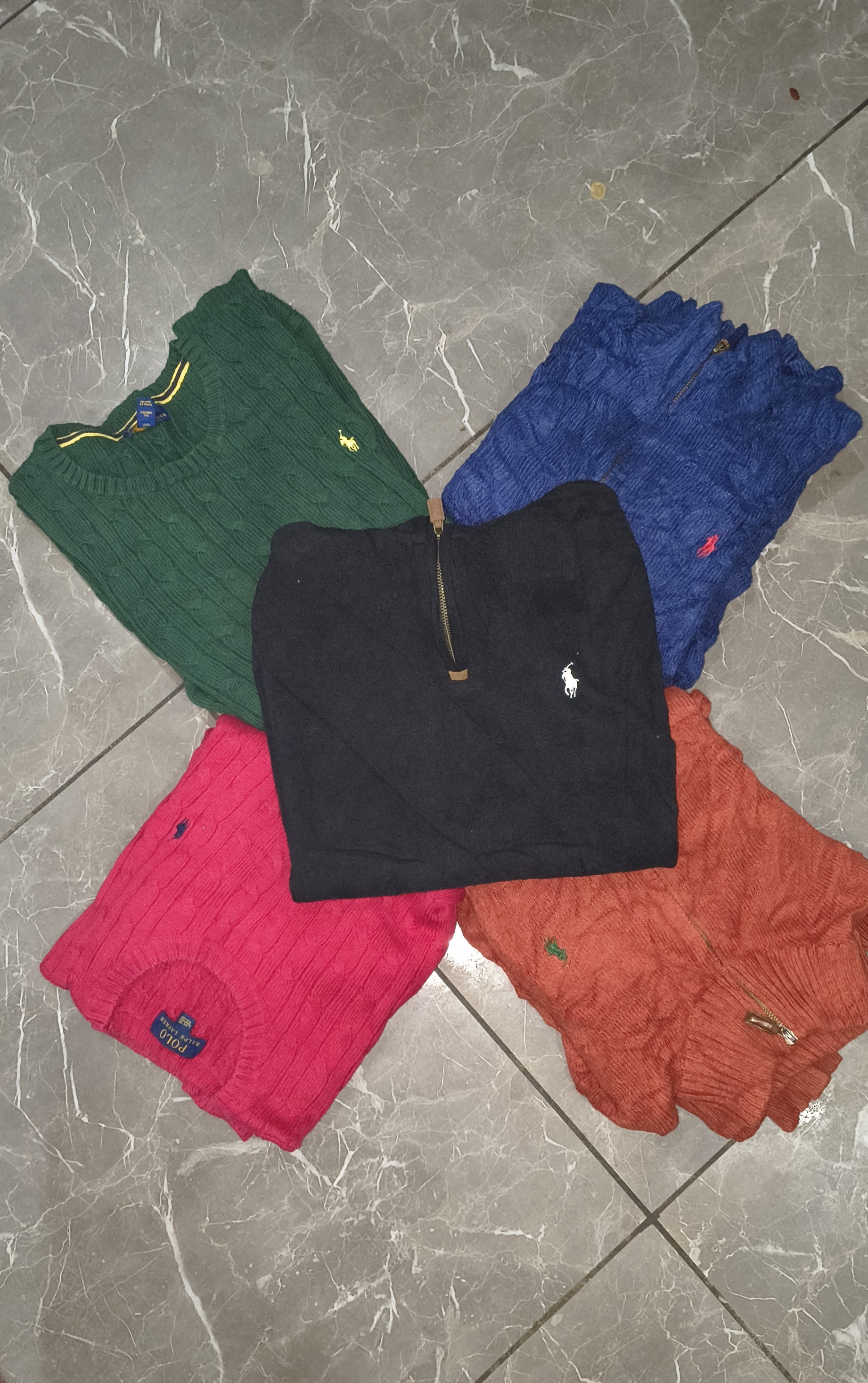 POLO RALPH LAUREN 1/4 ZIP ＆ ケーブルニットミックスセーター