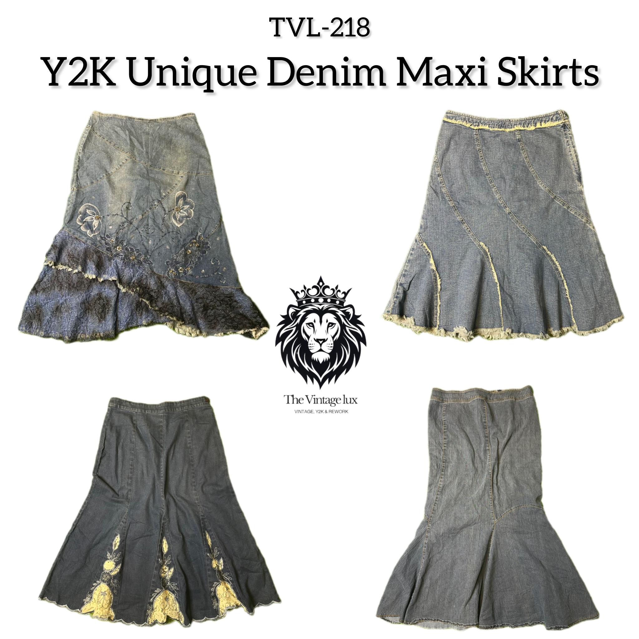 Y2K Unique Denim Maxi Skirts (TVL-218)