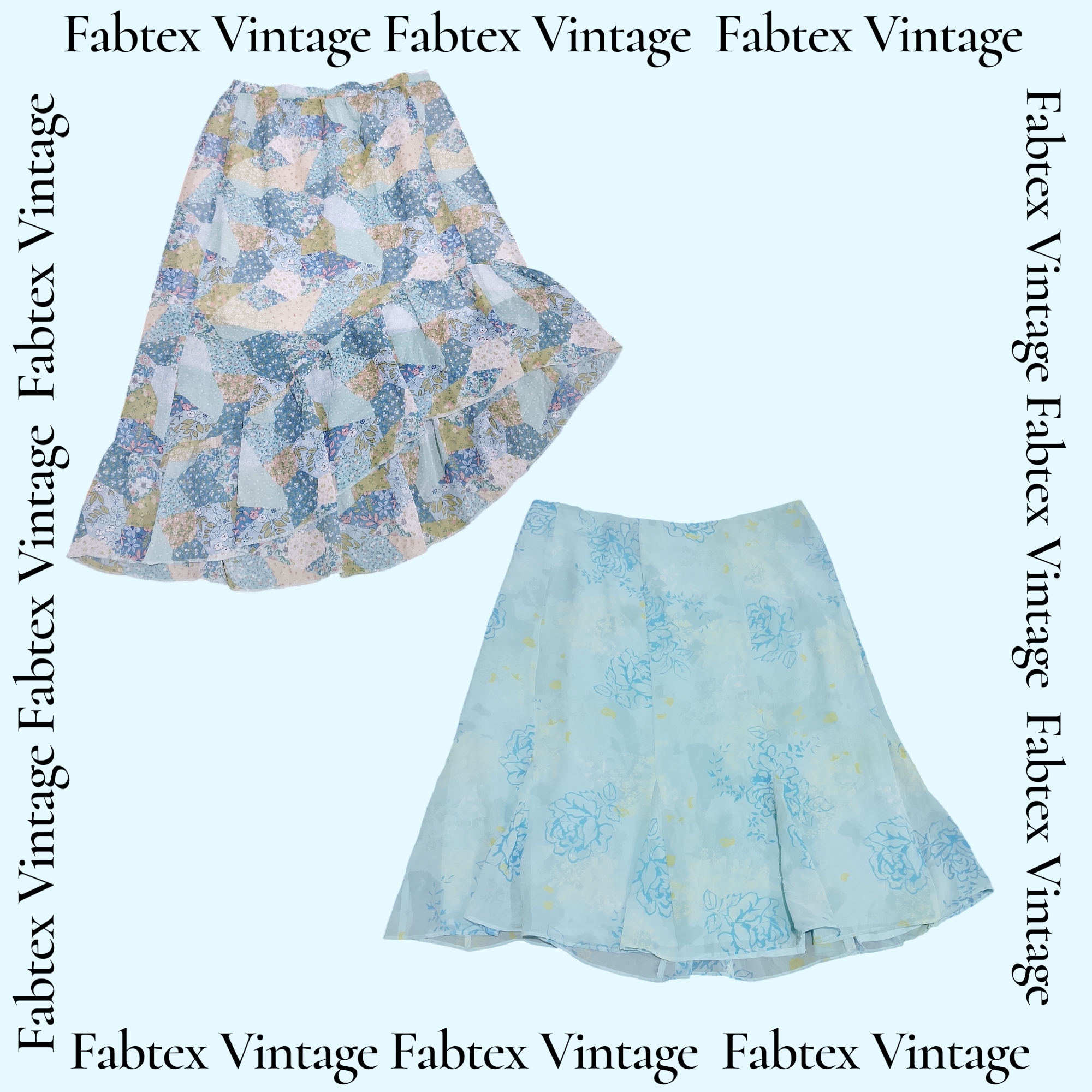 (FV-783) Aqua Breeze Y2K Floral Printed Summer Ski..