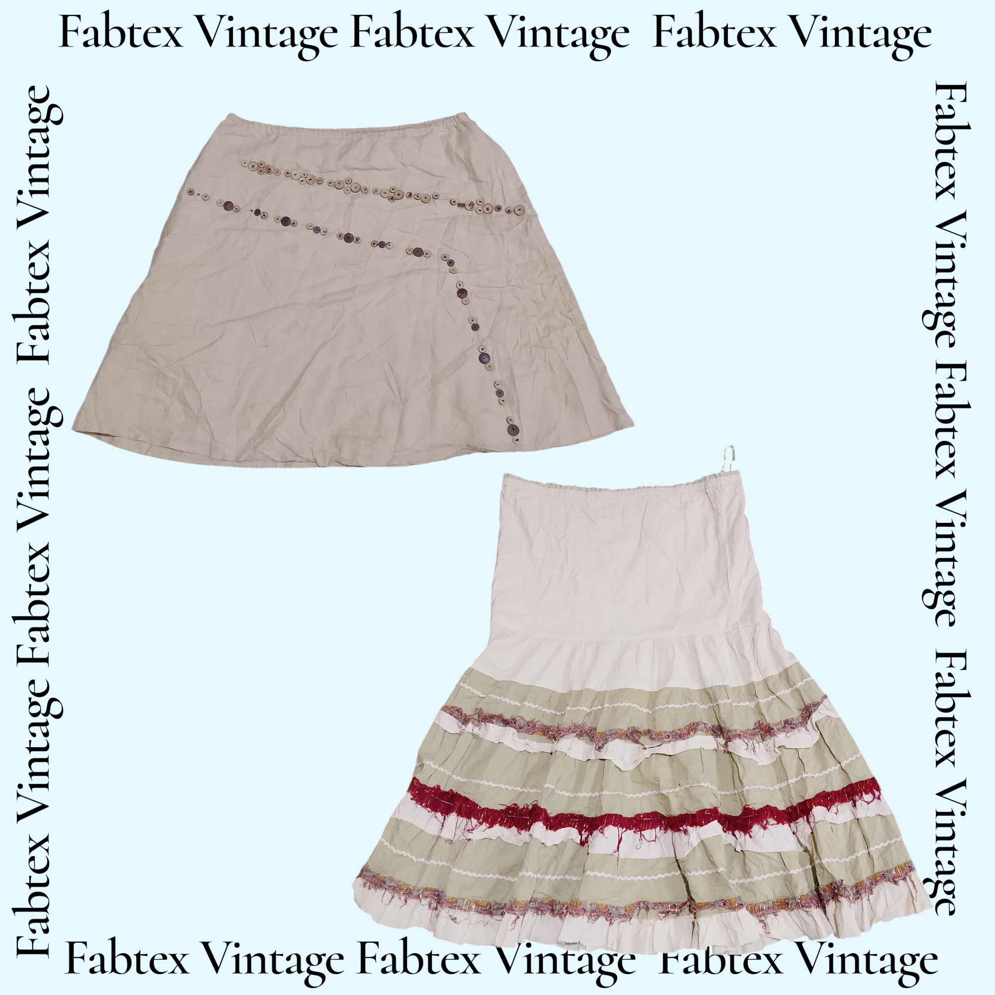 (FV-698)  Soft Cream Boho Skirt Bundle