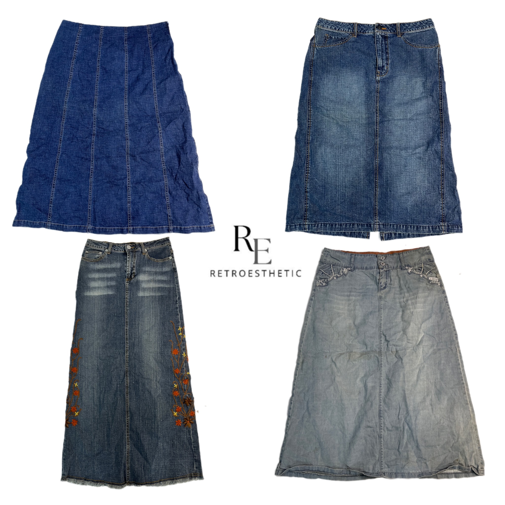 Y2K NYC IT Girl Denim Midi Skirts RE-2645