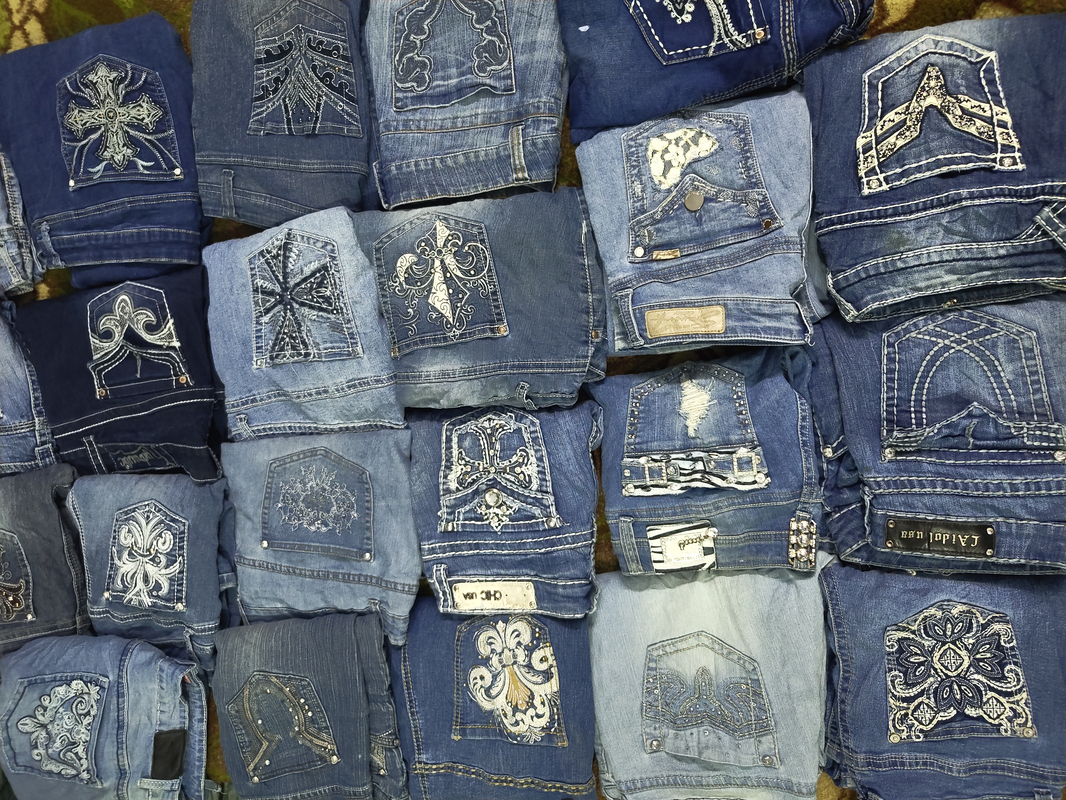 Y2K Embellished Pockets Jeans Rhinestone