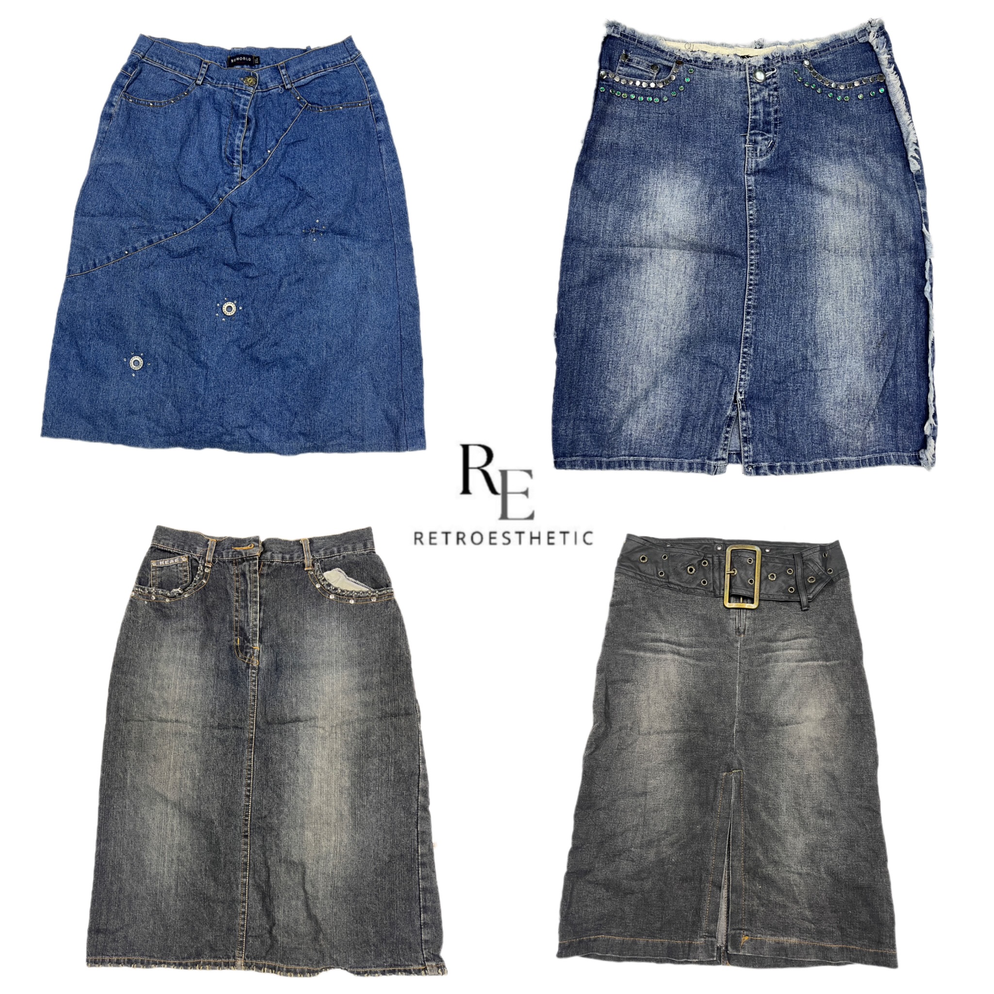 Y2K NYC IT Girl Denim Midi Skirts RE-2658