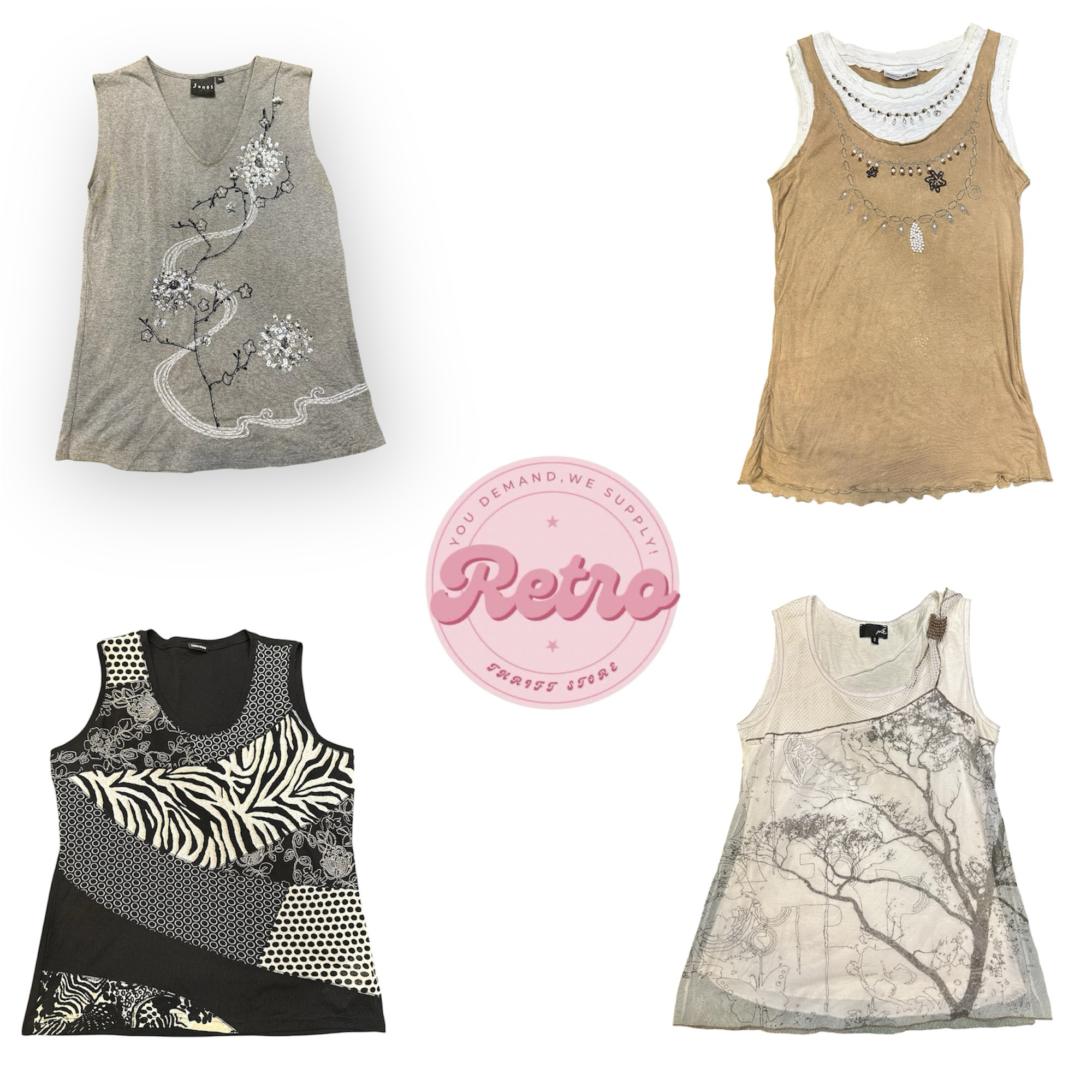 Vintage Y2K Printed Sleeveless Tank Top | Aestheti..