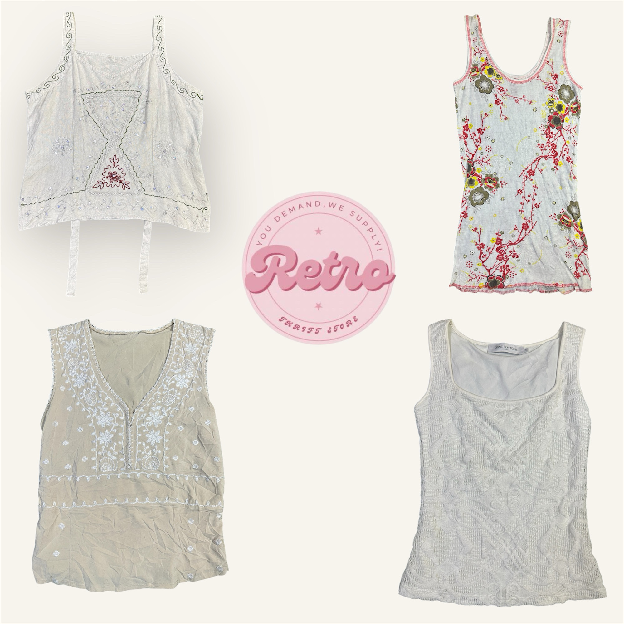 Vintage Floral Print Tank Dress Top – 90s Summer A..