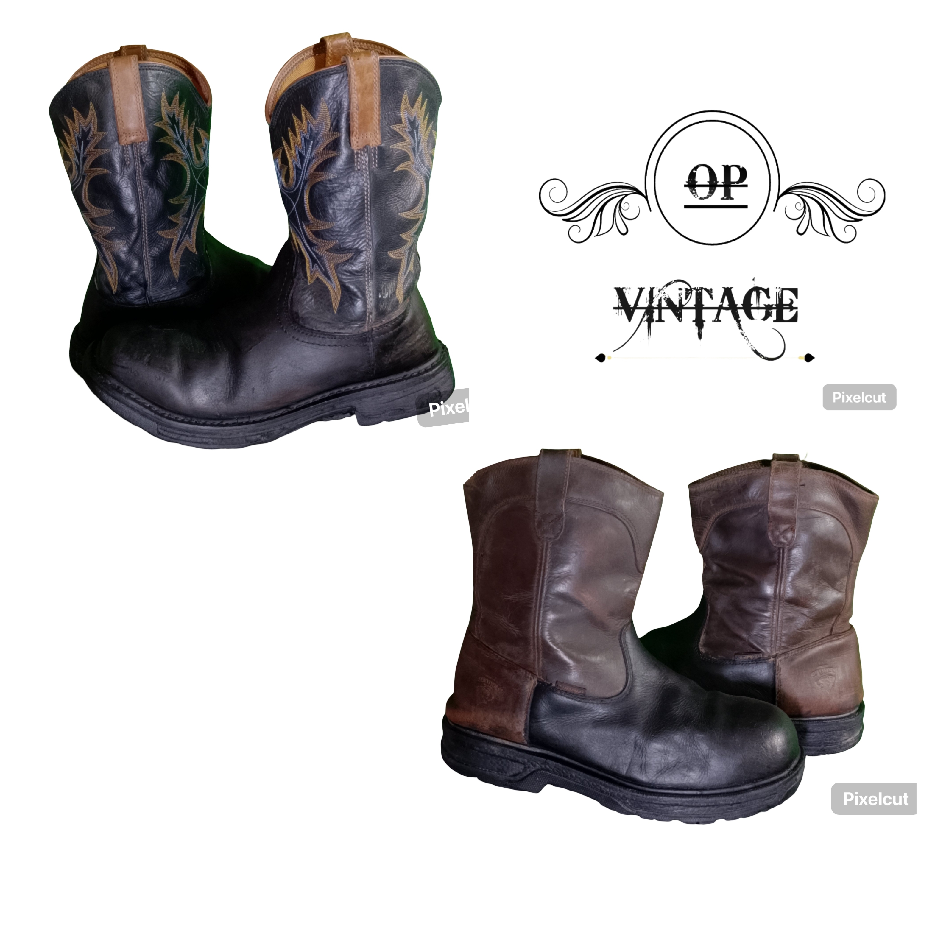 Op vintage 128 Branded Steeltoy Cowboy Boots