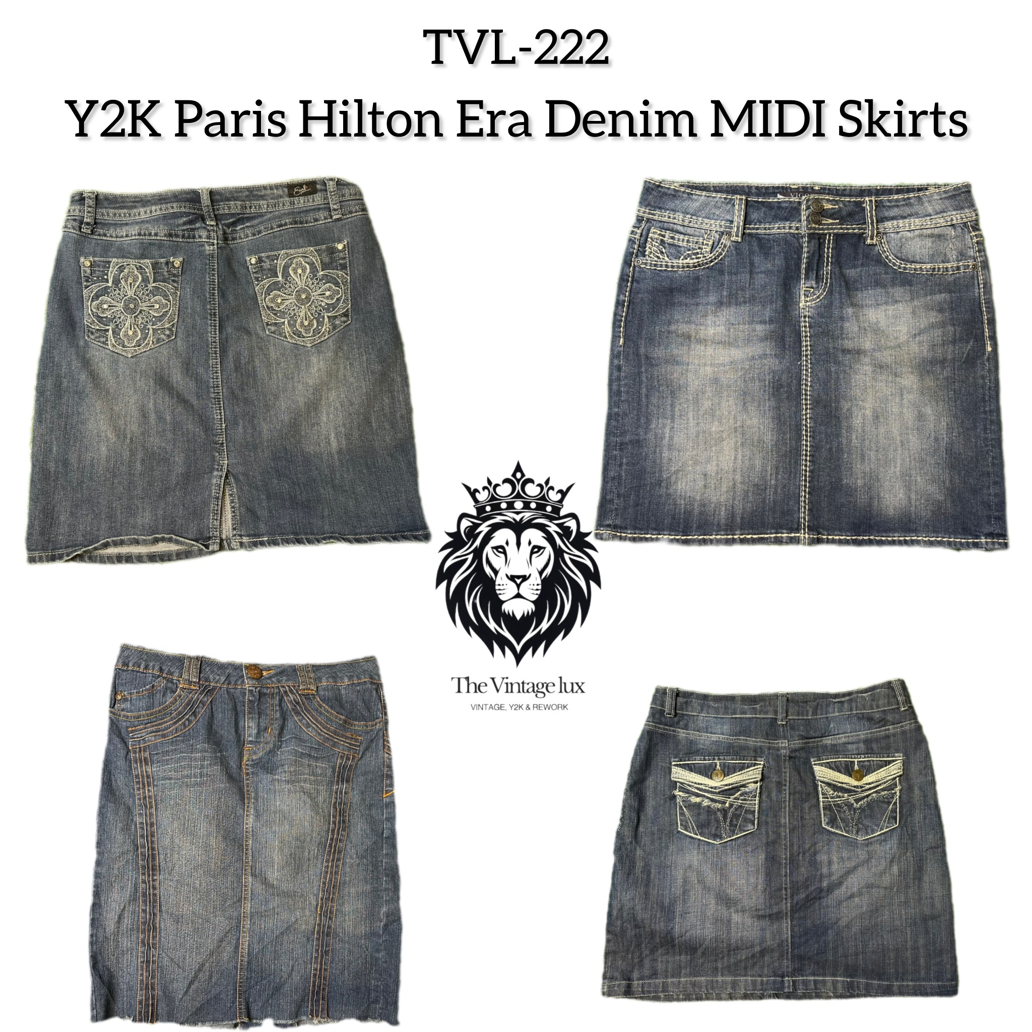 Y2K Paris Hilton Era Denim MIDI Skirts (TVL-222)