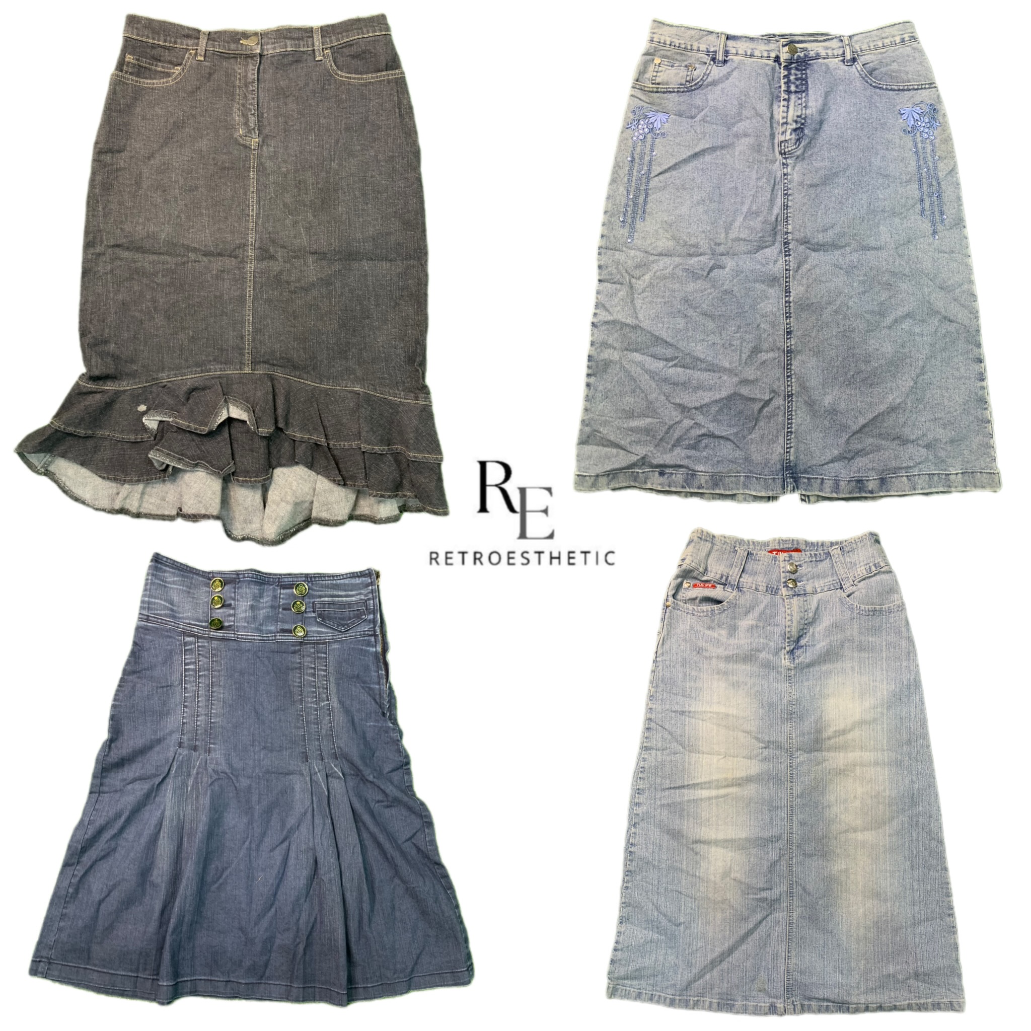 Y2K IT Girl Denim Long Skirts RE-2665