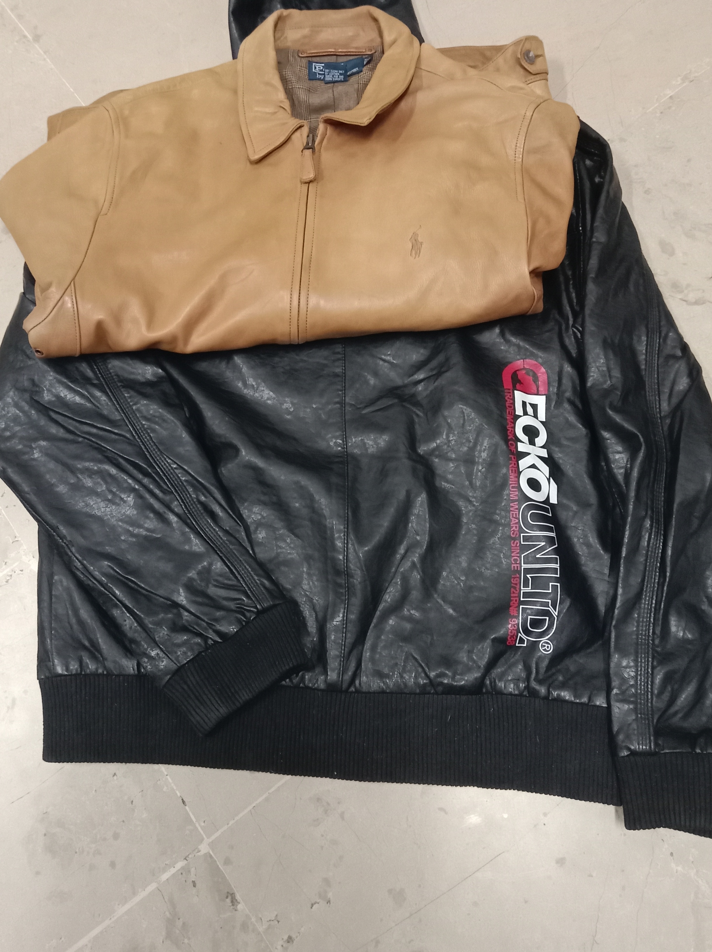 Leather branded jacket