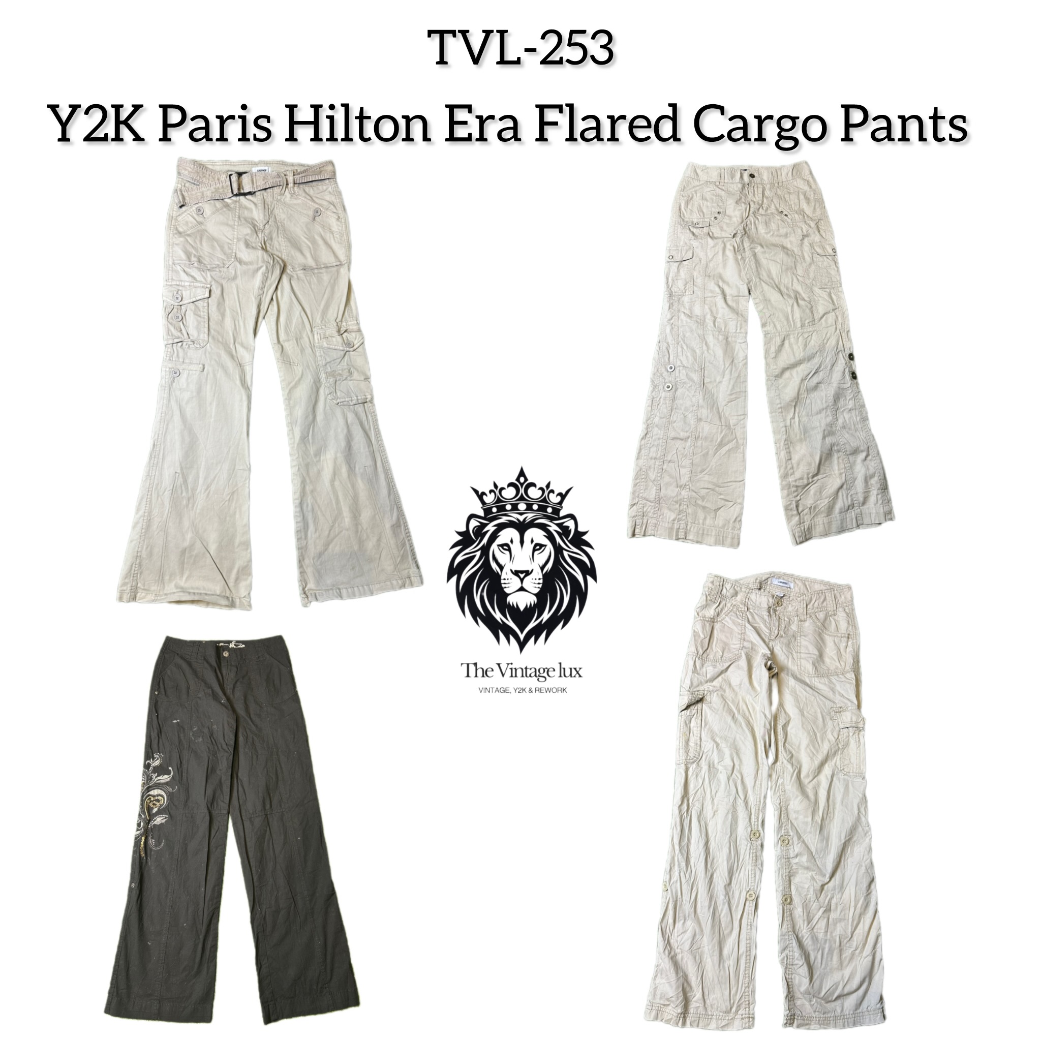 Y2K Paris Hilton Era Flared Cargo Pants (TVL-253)