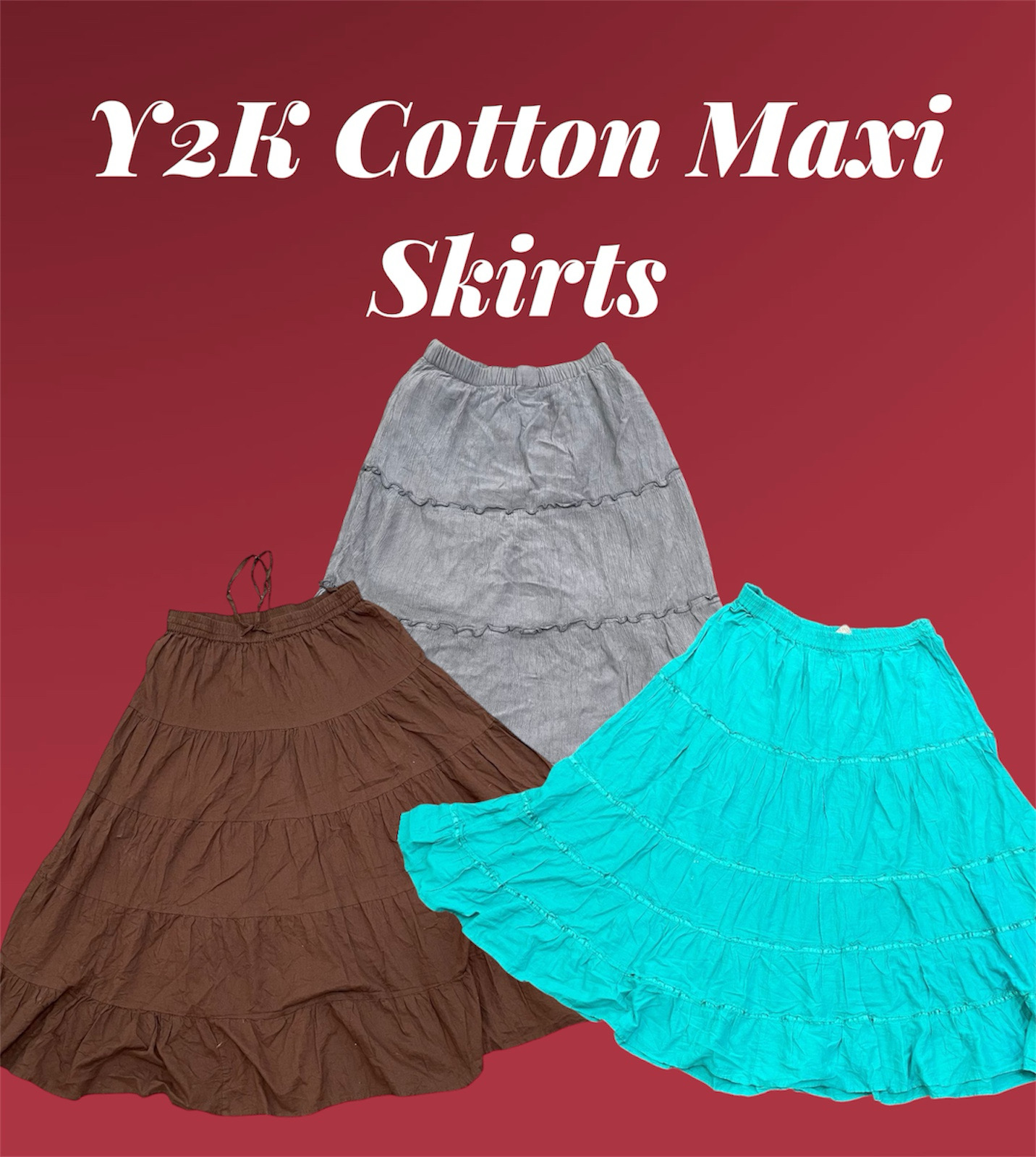 Y2K Cotton Maxi Skirts - e9 (07/01)