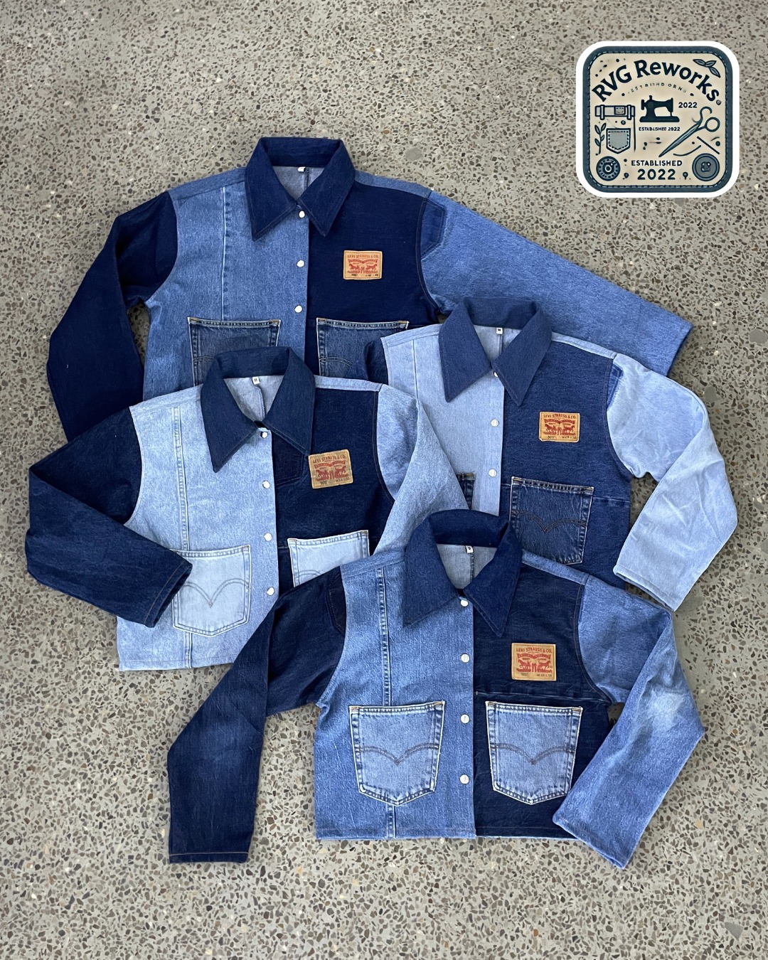アップサイクリングしたリーバイス パネル デニム ジャケット 25 個