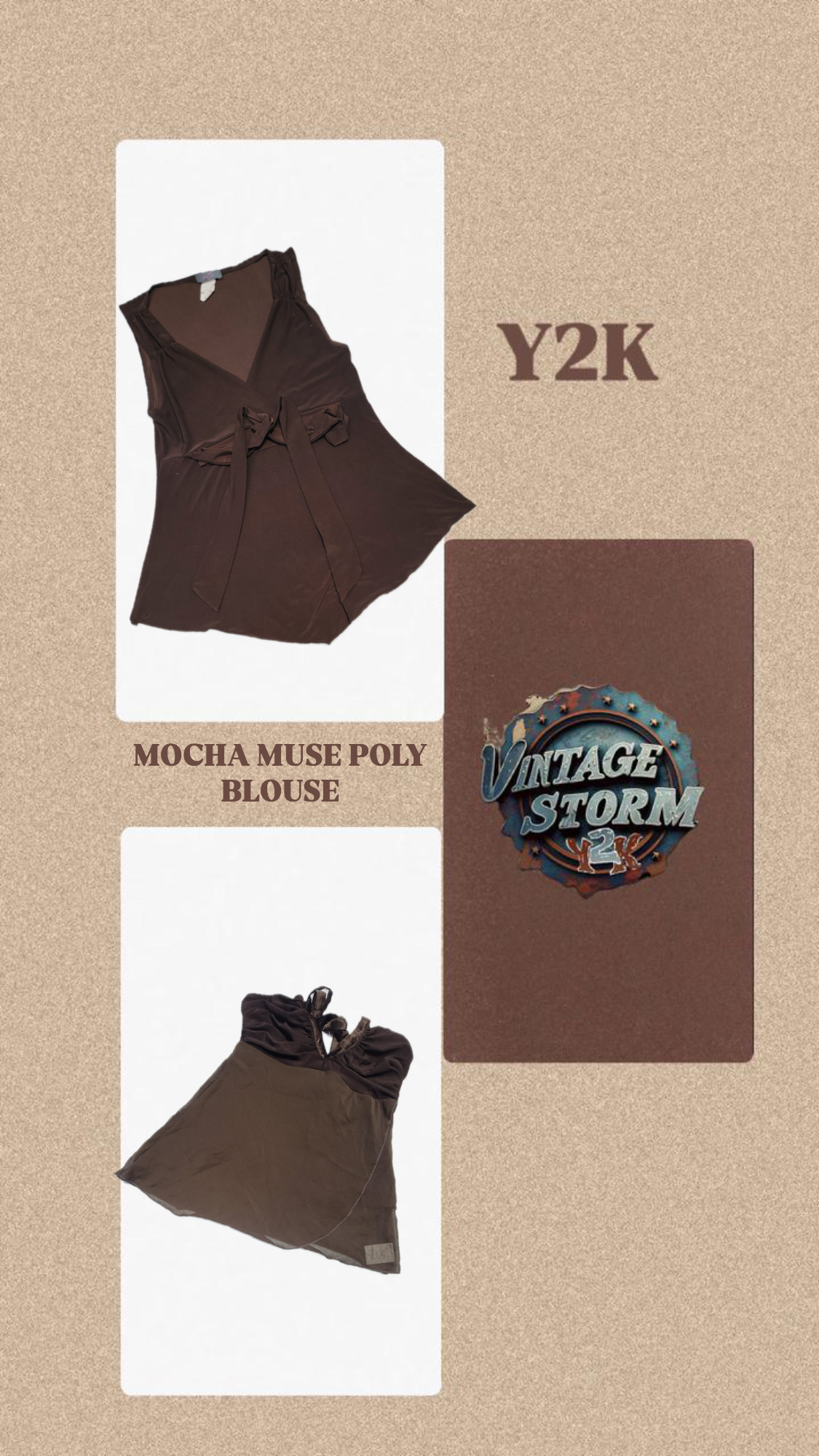 Y2K Mocha Muse Poly Blouse