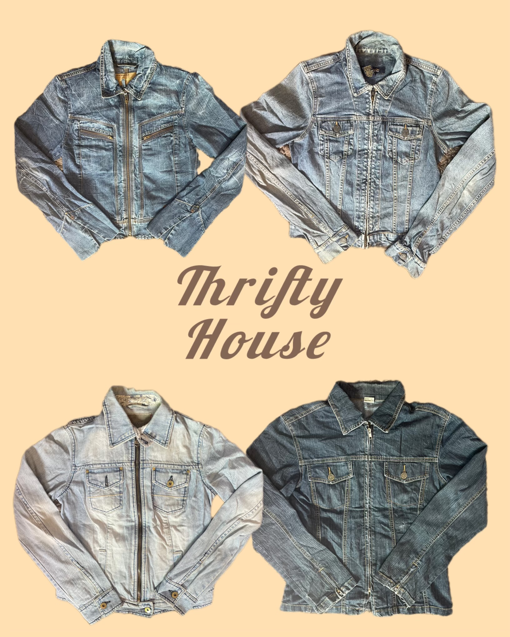 Retro; Y2k Zip Up Denim Jackets(TH/083)