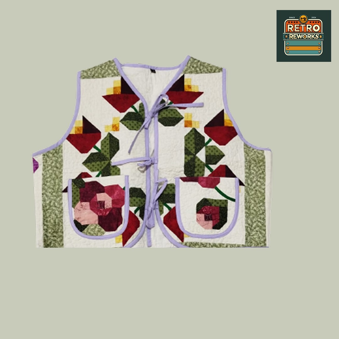 アップサイクルド フロント タイ キルト ジレ