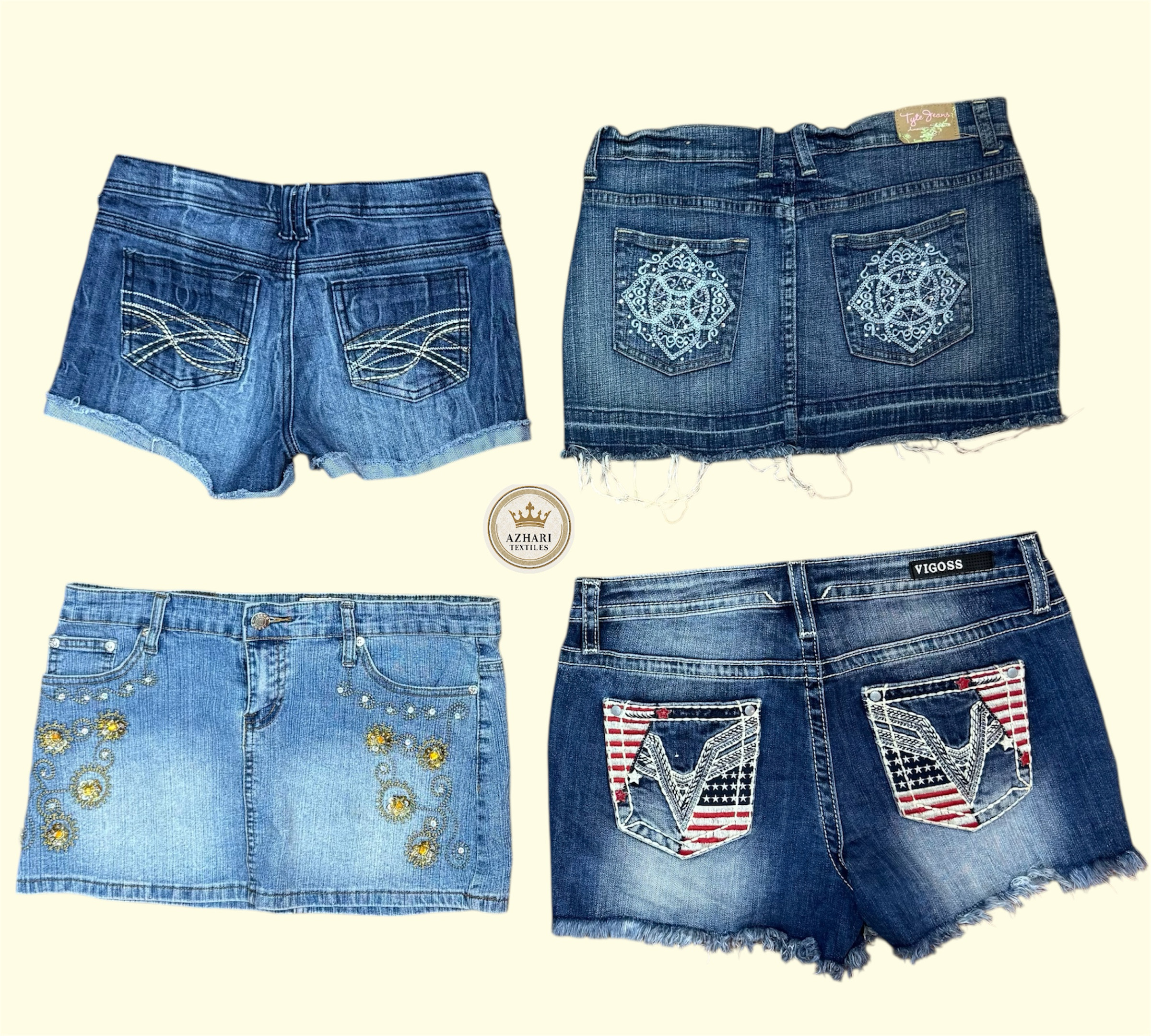 Jupes en denim mini & shorts sexy 7 pcs À 351