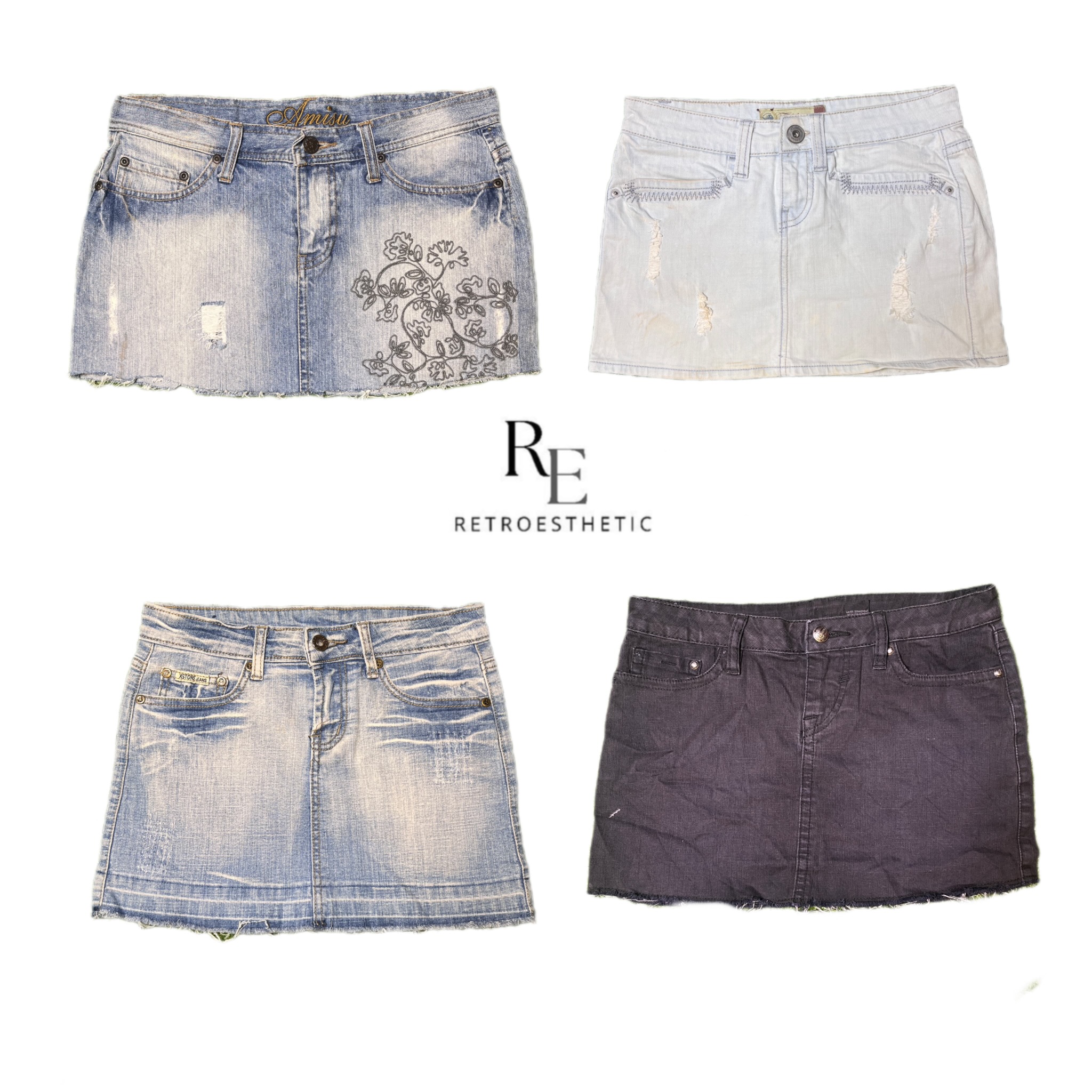 Jupes en denim mini Y2K Edgy Girk RE-2738