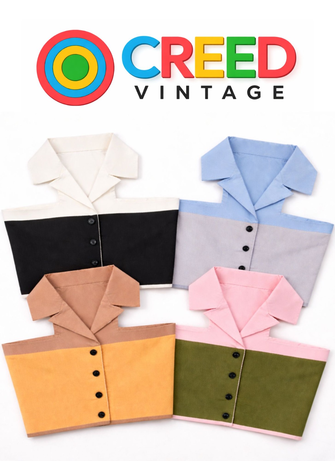 CR1134 アップサイクル ボタンフロント クロップ ブラウス