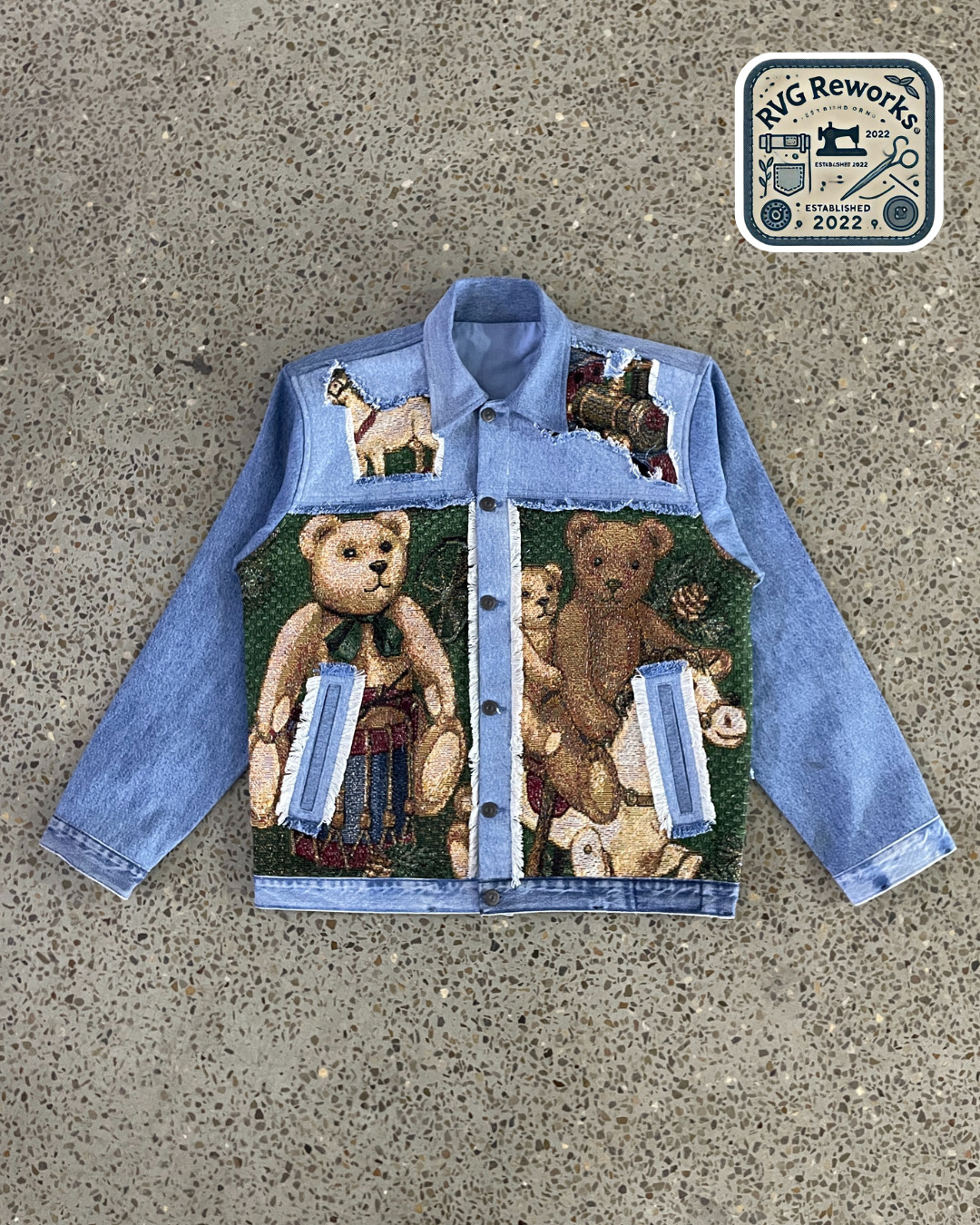 アップサイクルタペストリーモチーフデニムジャケット
