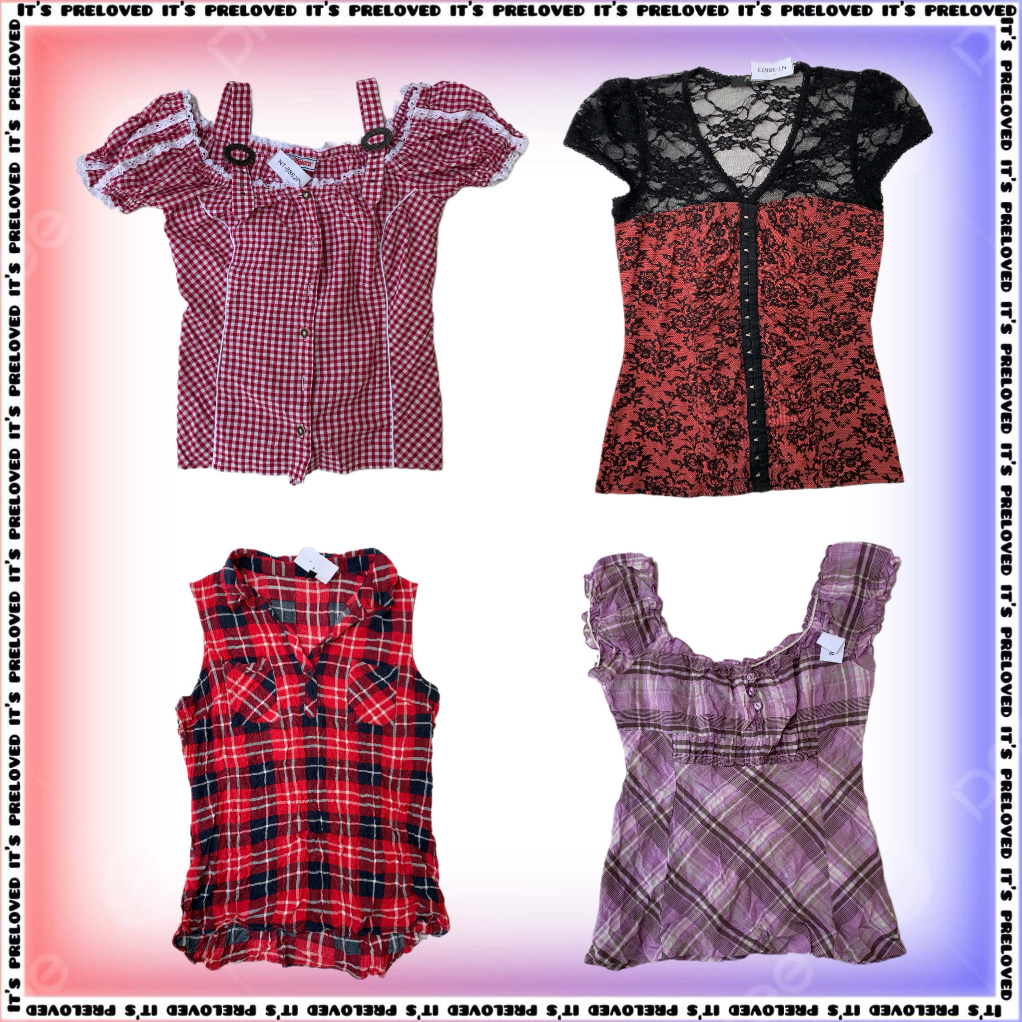 Lana Del Rey Core-Gingham Tops, Camis, Shorts, Pla..