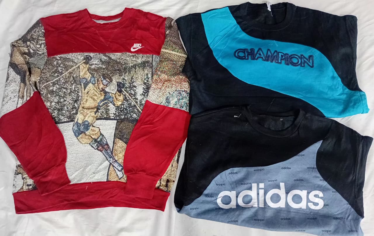 CR6044 Upcycled Mix Branded Patchwork Sweatshirts