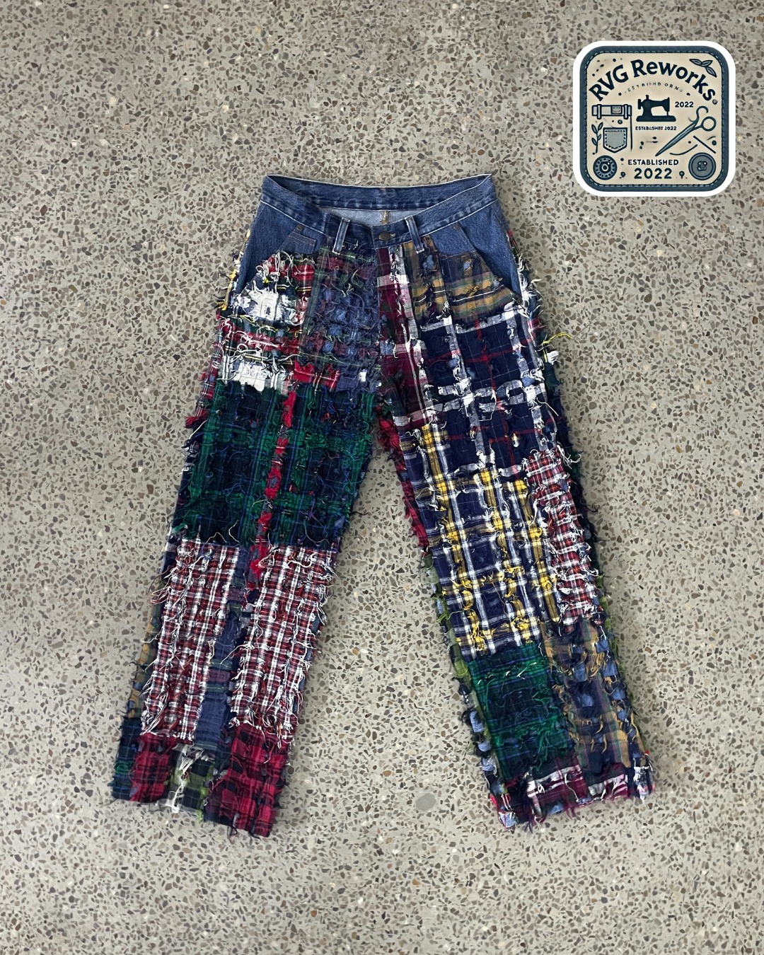 Upcycled Patchwork Flannel Boro Denim Pants