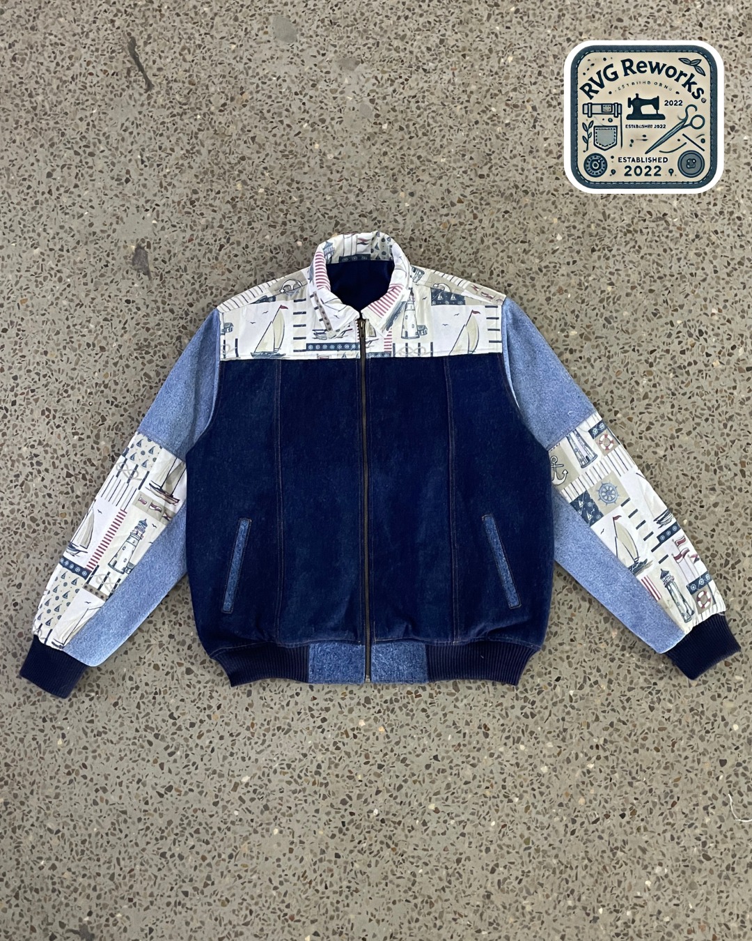 Upcycled Denim Hybrid Bomber Jacket