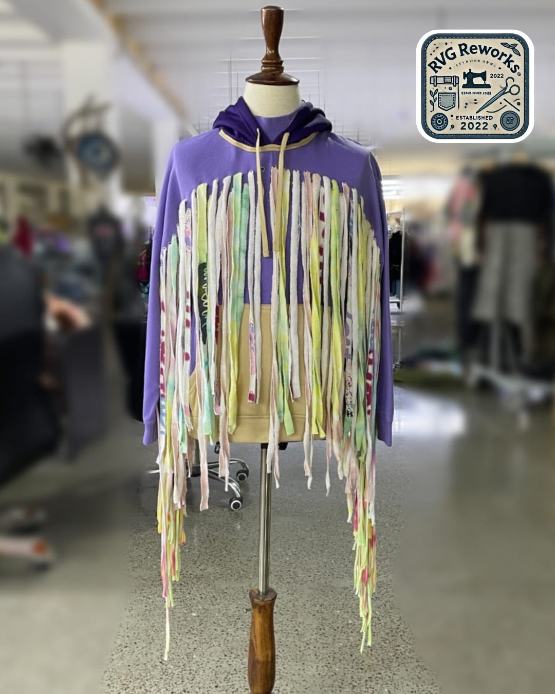 Upcycled Fringe Hoodie