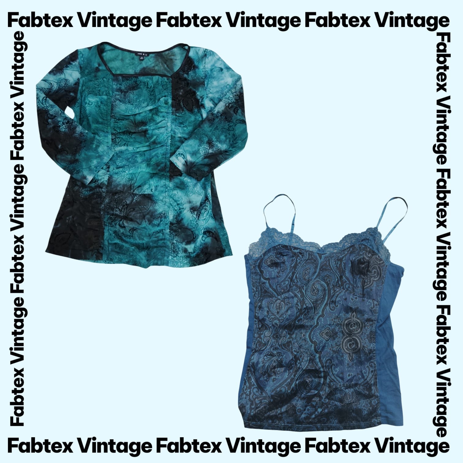 (FV-892) Mermaidcore Blue Vintage Tops Bundle | Oc..
